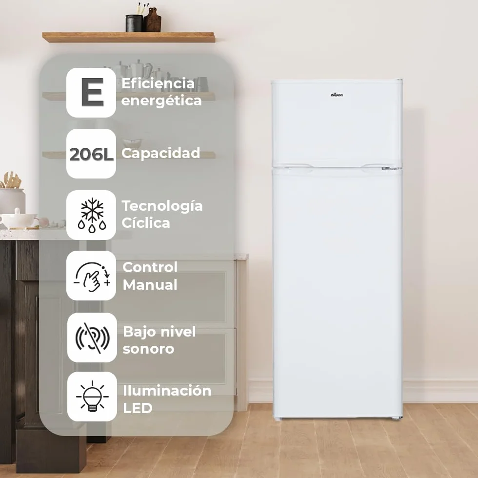 Nilson Frigorífico 2 Puertas Blanco NF145500E 206 L Puerta Reversible Eficiencia Energética Clase E