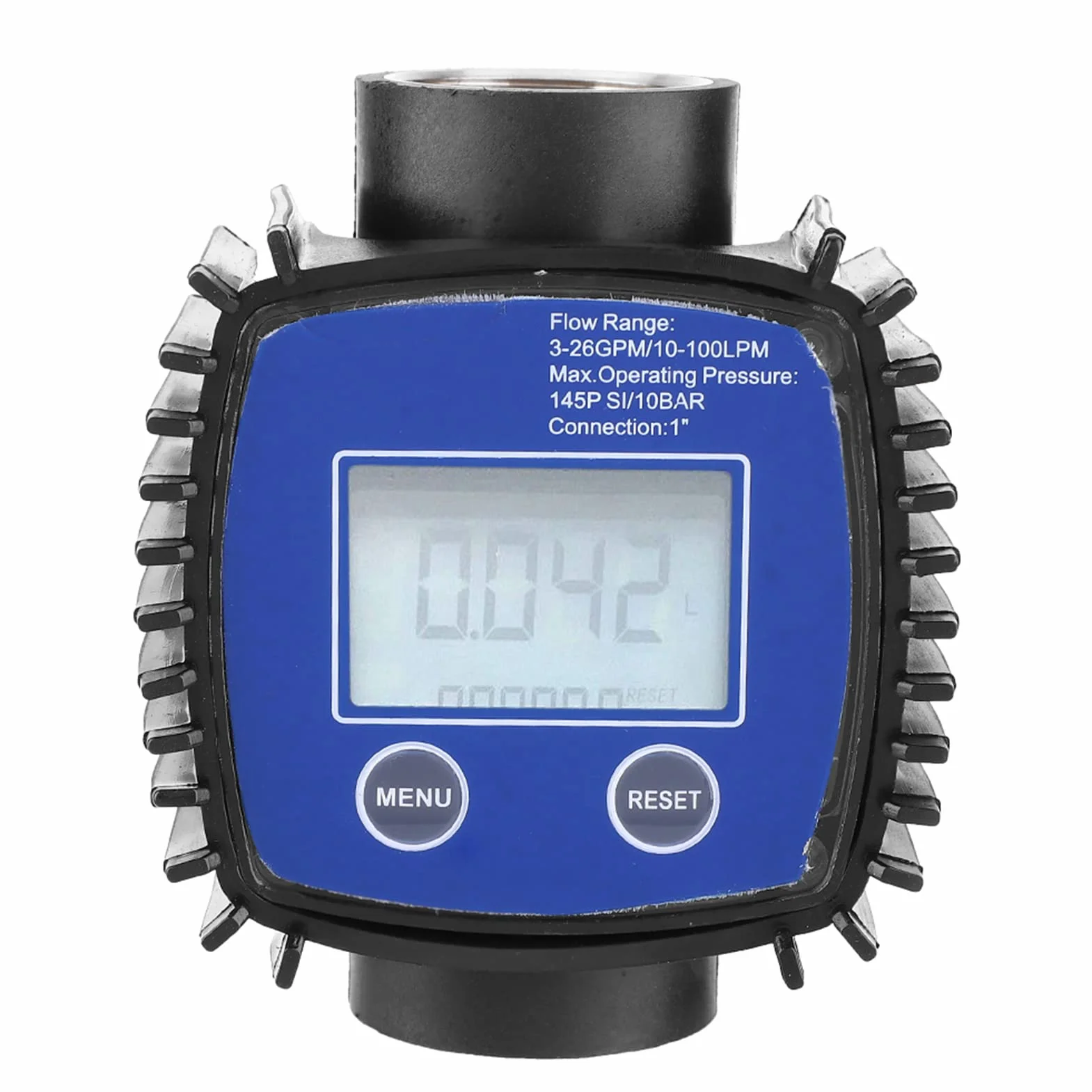 Cuifati Medidor de Flujo Universal con Pantalla LCD, Alta Precisión 1%, Turbina para Diésel, Agua, Aceite