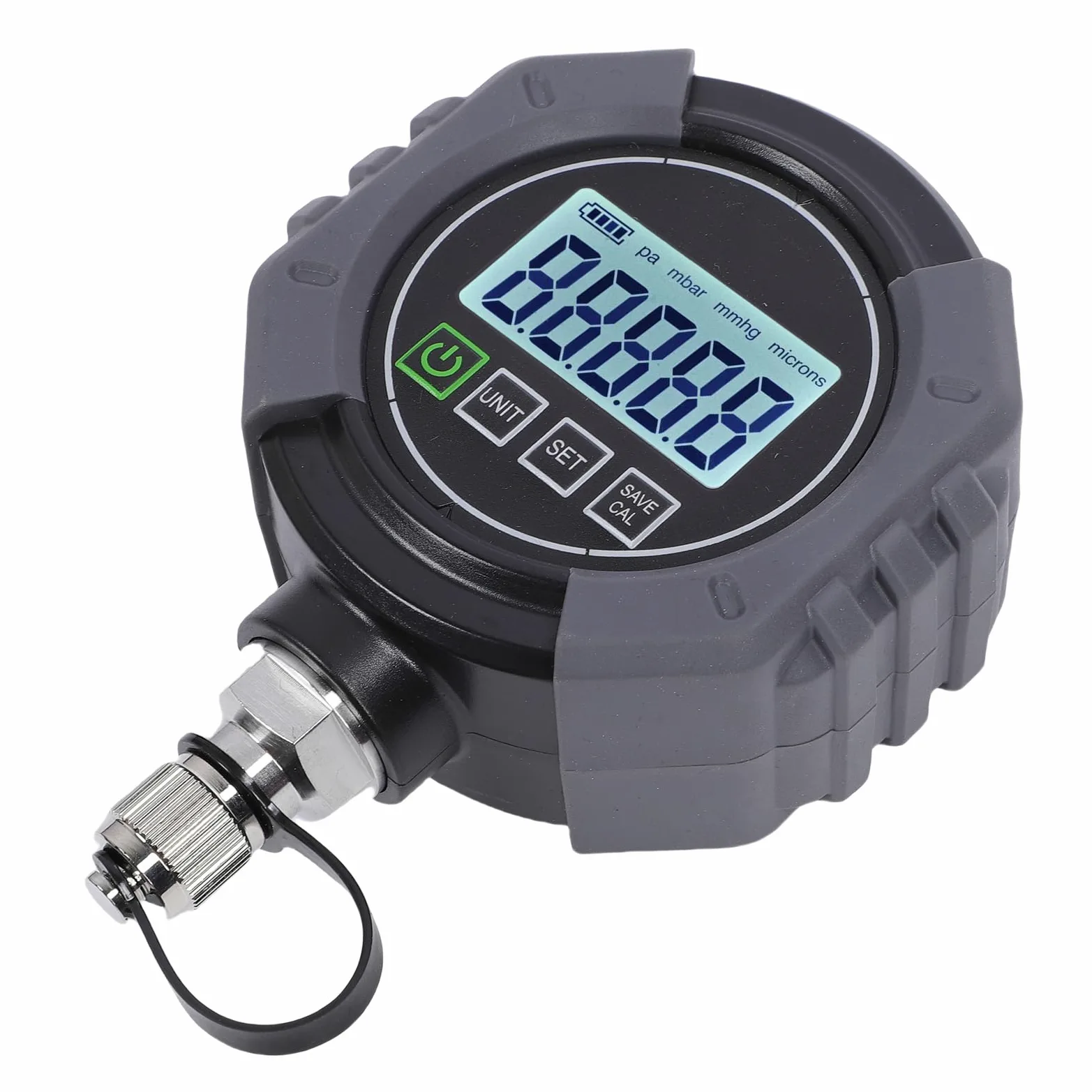 Hyuduo Medidor de Vacío Digital HVAC Micron Medidor de Vacío Probador 0-75000 Micron Rango ±10 μmHg Precisión con Conexión SAE Flare de 1/4 de Pulgada para Sistemas de Refrigeración HVAC