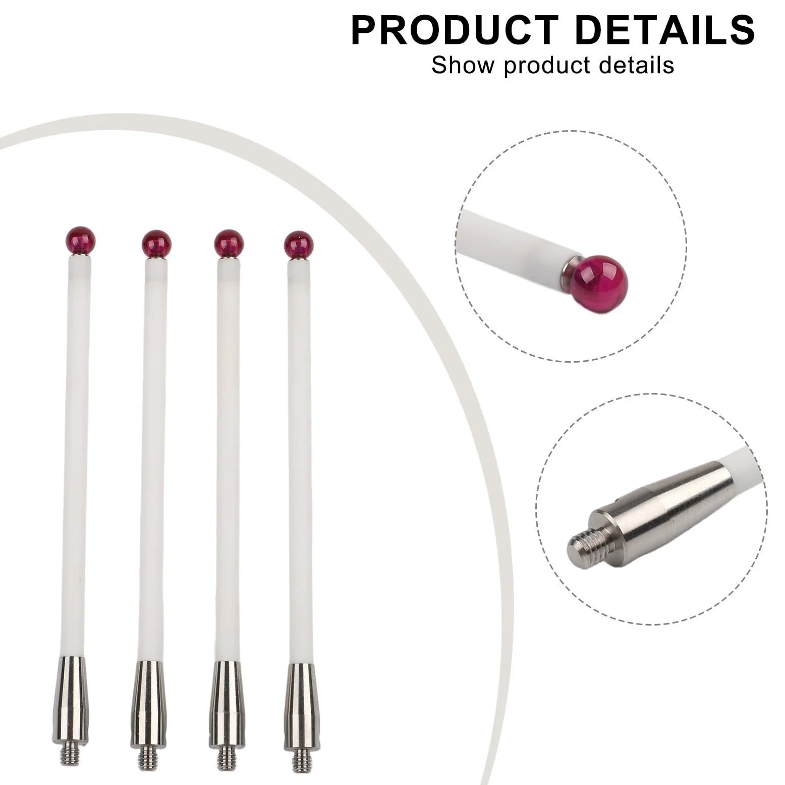 Ball Probe Stylus A-5000-3712 - Punta de cerámica de 6 mm, punta de 100 mm de longitud para tareas de inspección de agujeros profundos