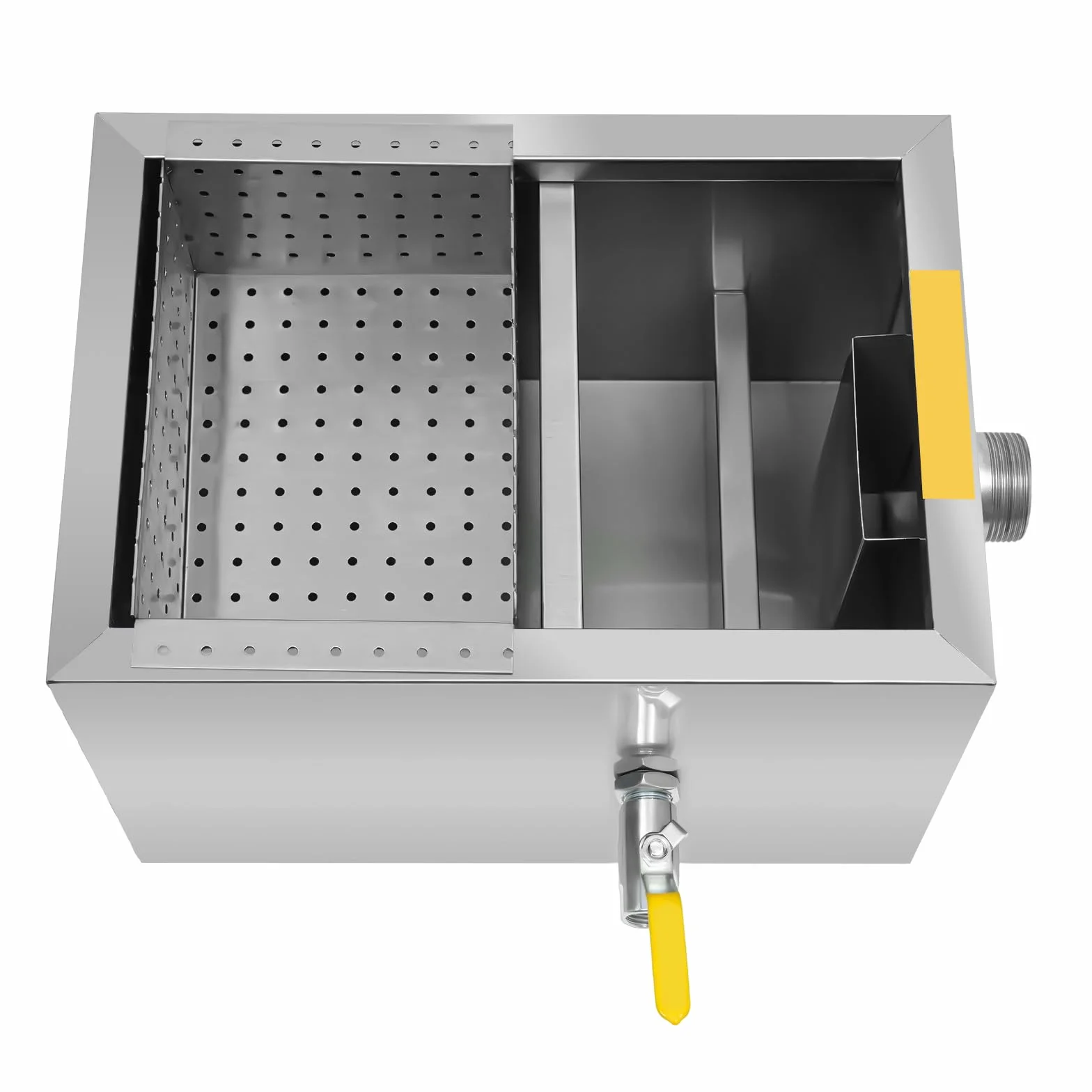 Separador de grasa Interceptor, 20 l, acero inoxidable, trampa de grasa para fregadero, filtro de aceite de aguas residuales, trampa comercial, para restaurante, cocina, hotel, cafetería, diseño