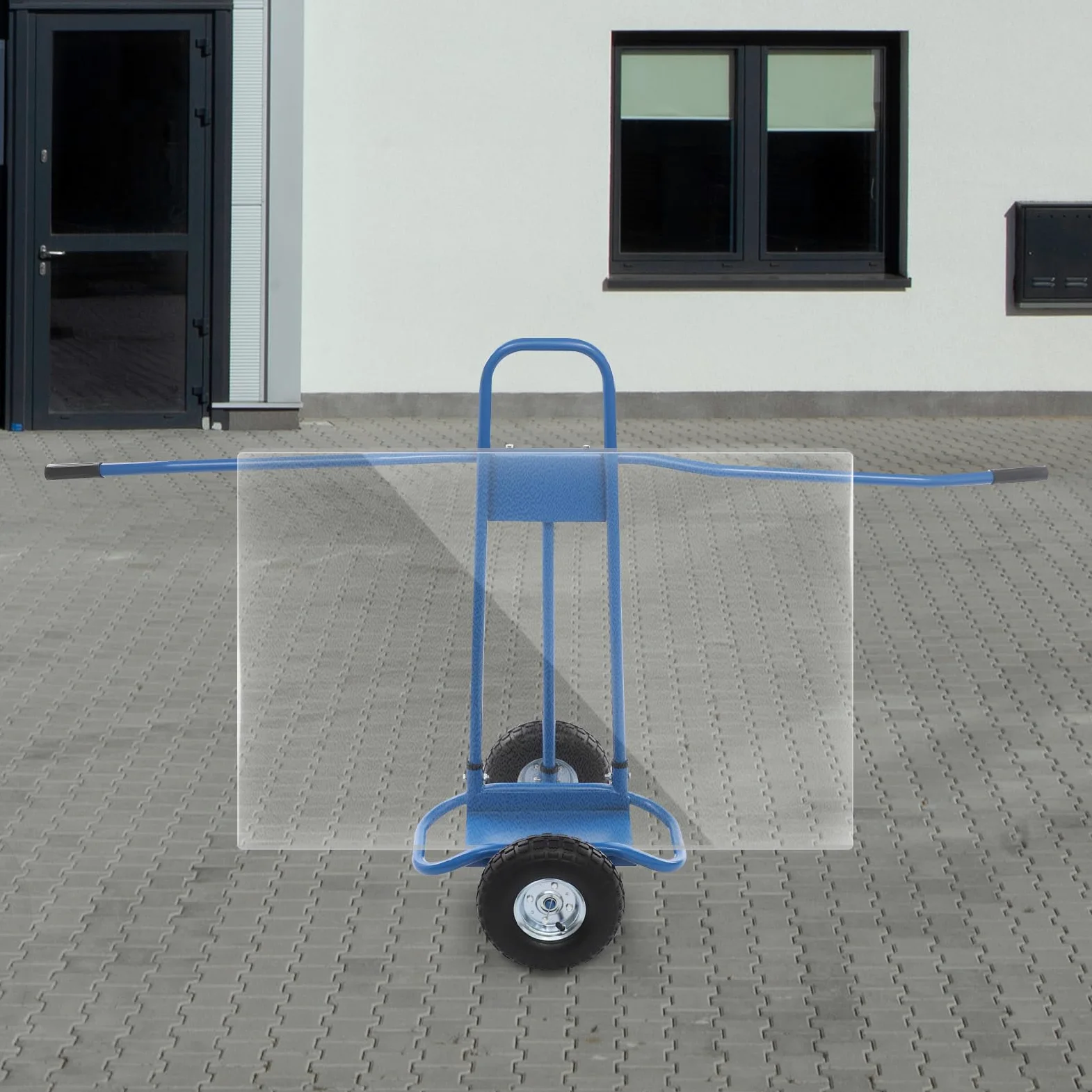 Carro de placas de yeso y paneles de madera, capacidad de carga de 220 kg, con asas de doble cara y ruedas grandes (26 cm), ideal para paneles de yeso, renovación, almacén, obra, color azul