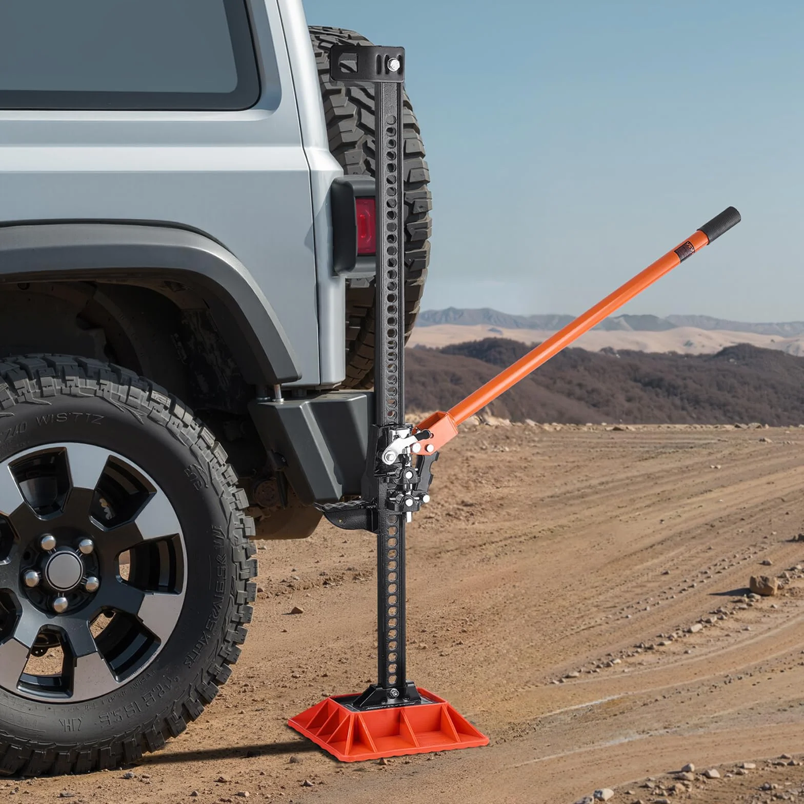 VEVOR Gato Agrícola con Base 153 cm con Elevación Alta y Trinquete Carga Máxima de 3,18 T para Uso Todoterreno de Alta Resistencia con Rango de Elevación de 130,1-1380 mm para Tractor, Camión, SUV