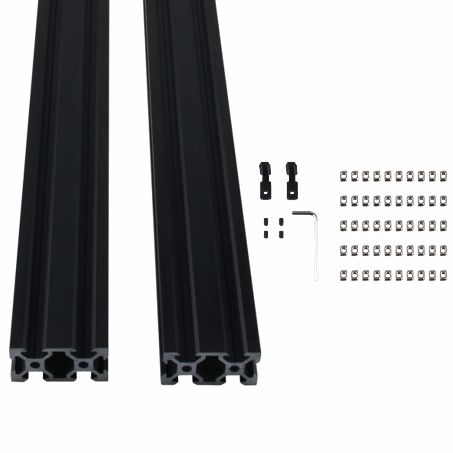 2 unidades de 1000 mm V-Slot 2040 Perfil de Aluminio Extrusión Perfil de Aluminio Norma Anodizado Negro Perfil de Extrusión de Aluminio para Impresora 3D y Máquina de Grabado Láser CNC
