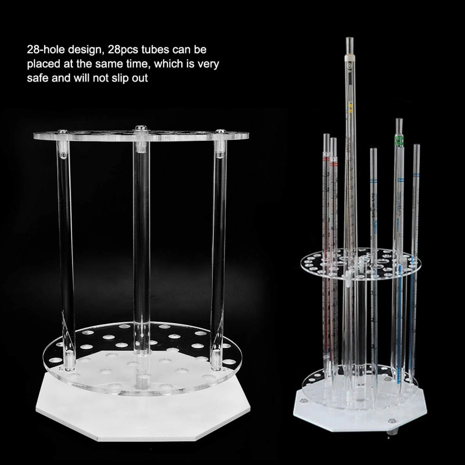 Soporte para pipetas de 28 orificios, equipo de laboratorio portátil