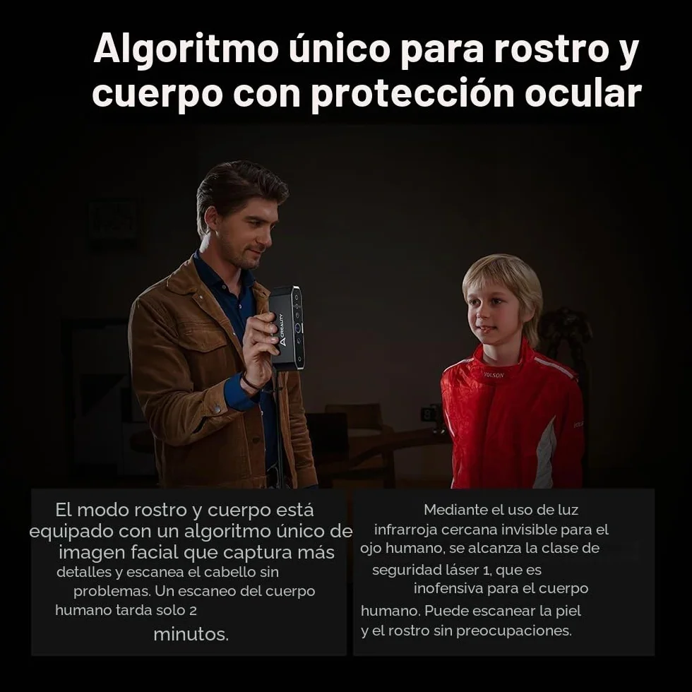 Creality CR-Scan Otter - Escáner 3D (0,02 mm, visión estéreo de cuatro lentes, escaneo a color de 24 bits para objetos de 10 a 2000 mm, color negro/metálico sin pulverización)