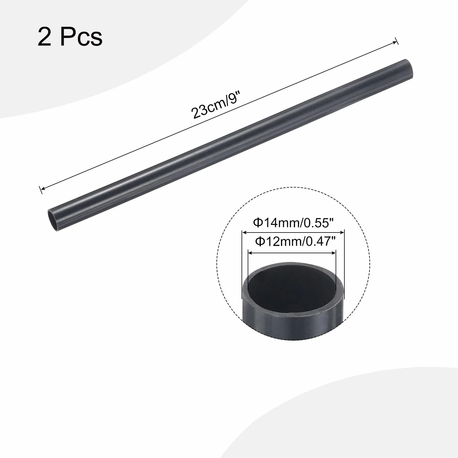 QUARKZMAN Tubo Rígido PVC 1/2 Pulgada 12mm ID 14mm OD Longitud 9" Gris Oscuro 2 Piezas