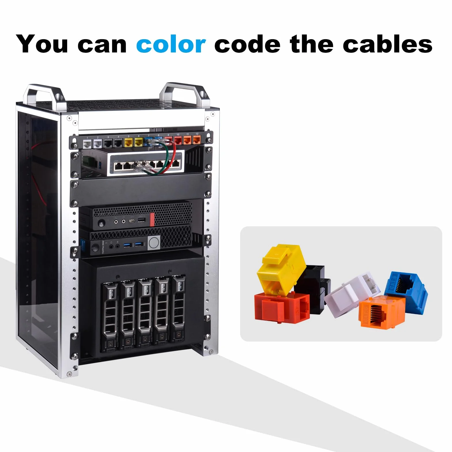GeeekPi Panel de conexión de 10" 0,5U 12 Puertos Cat6 RJ45 para Gabinetes de Red