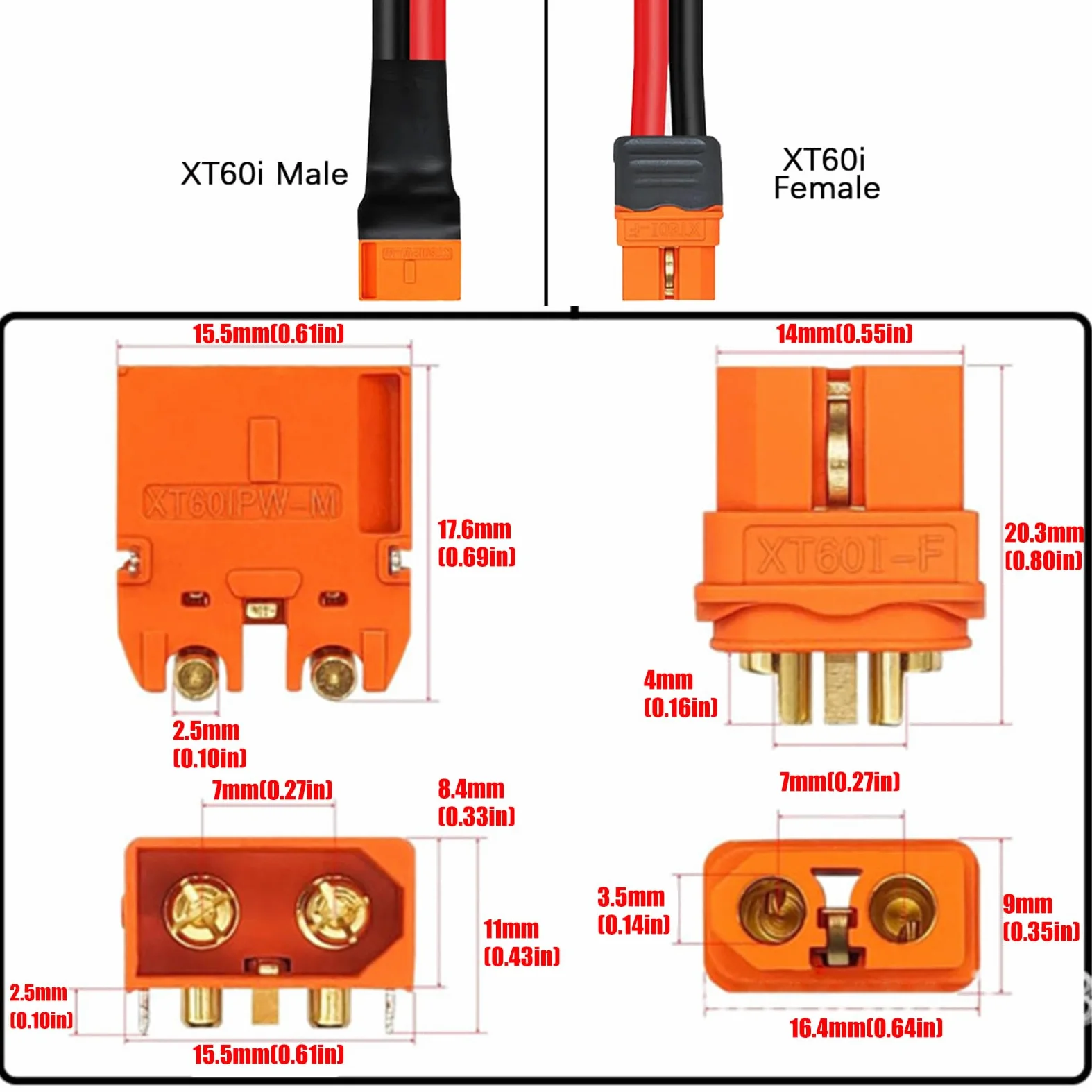 XT60i - Cable de extensión macho a hembra, solución de alimentación para modelos de control remoto, accesorios de panel solar