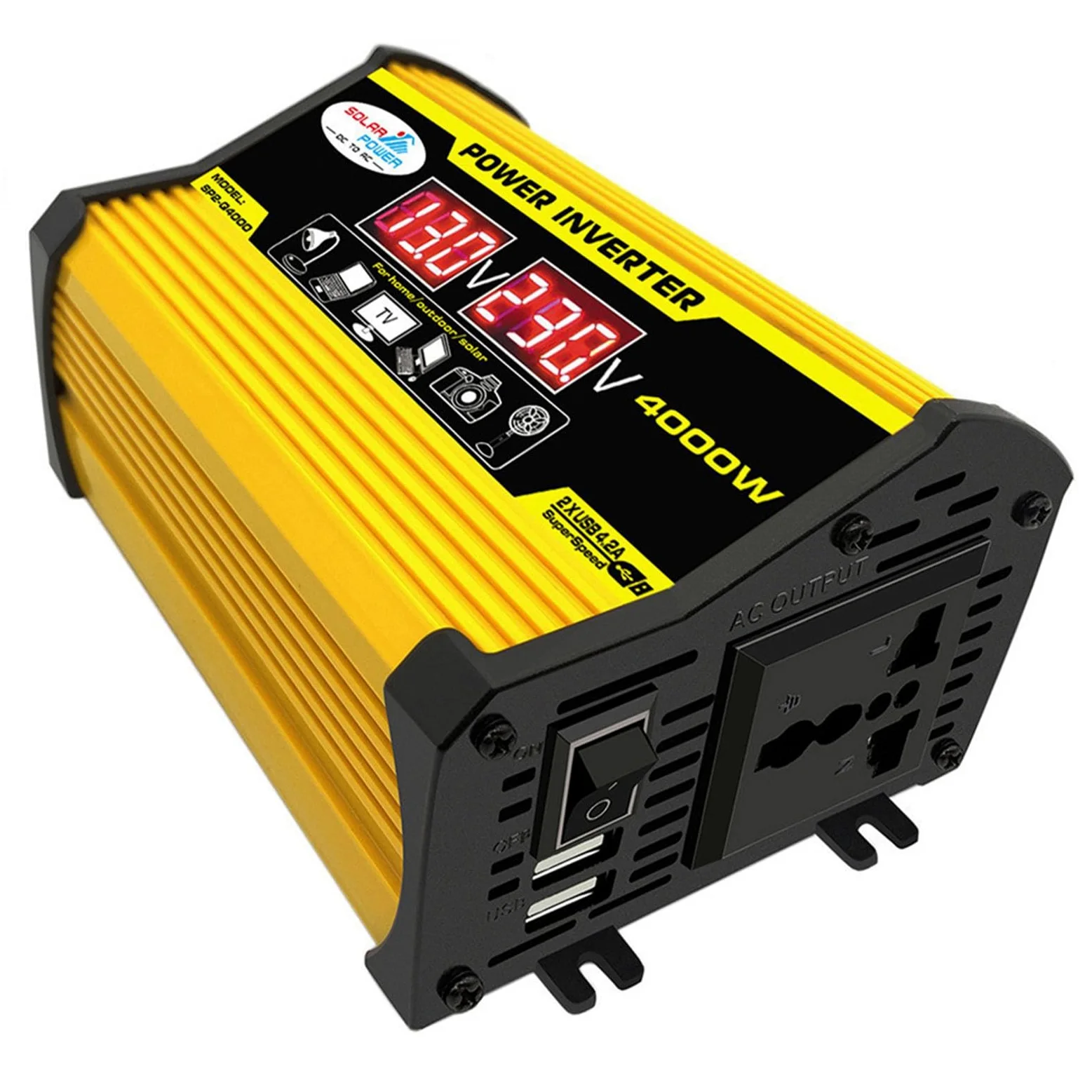 Energía Solar Portátil,420x280x2,5mm Nversor Corriente 4000W (máx.) Con 2 Puertos USB,Kit Completo Paneles Solares, 30A Controlador Carga Solar, 18W Panel Solar Monocristalino 12V / 24V