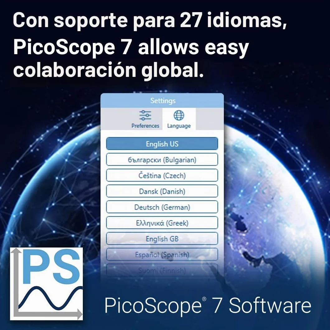 Pico Technology PicoScope 2205A Osciloscopio 2 canales USB Digital 25 MHz con sondas 2 en 1 Portatil, PS7 software