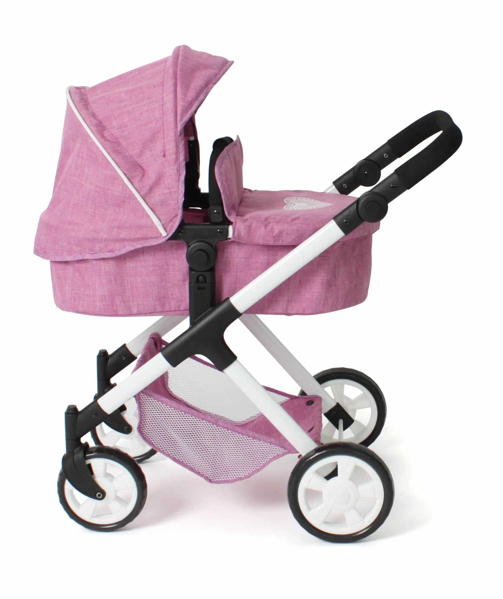 Bayer Chic 2000 Cochecito para muñecas Mila 2 en 1 Rosa Vaquero Mango Ajustable 39-72 cm 50 cm 3-7 años