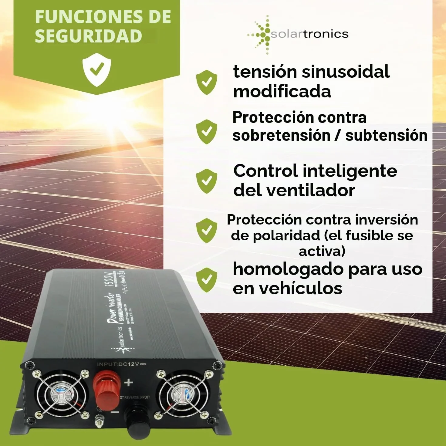 Convertidor de tensión 12 V 1500 3000 W 230 V - Inversor para la conexión móvil de electrodomésticos