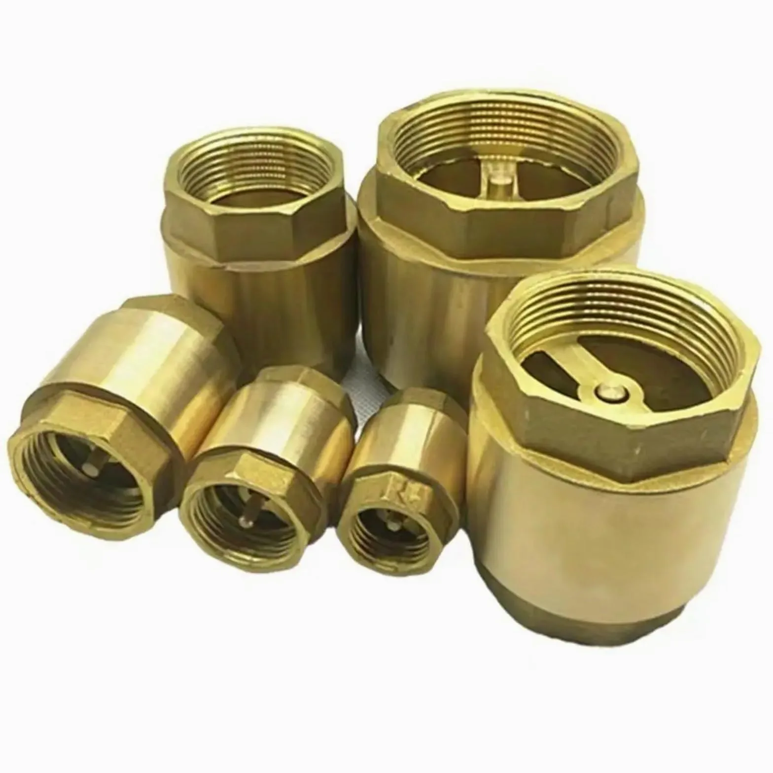 Válvula de retención unidireccional de resorte en línea hexagonal de latón-válvula antirretorno BSP de 1/2" a 2" for fontanería, 1 unidad(1-1/2")