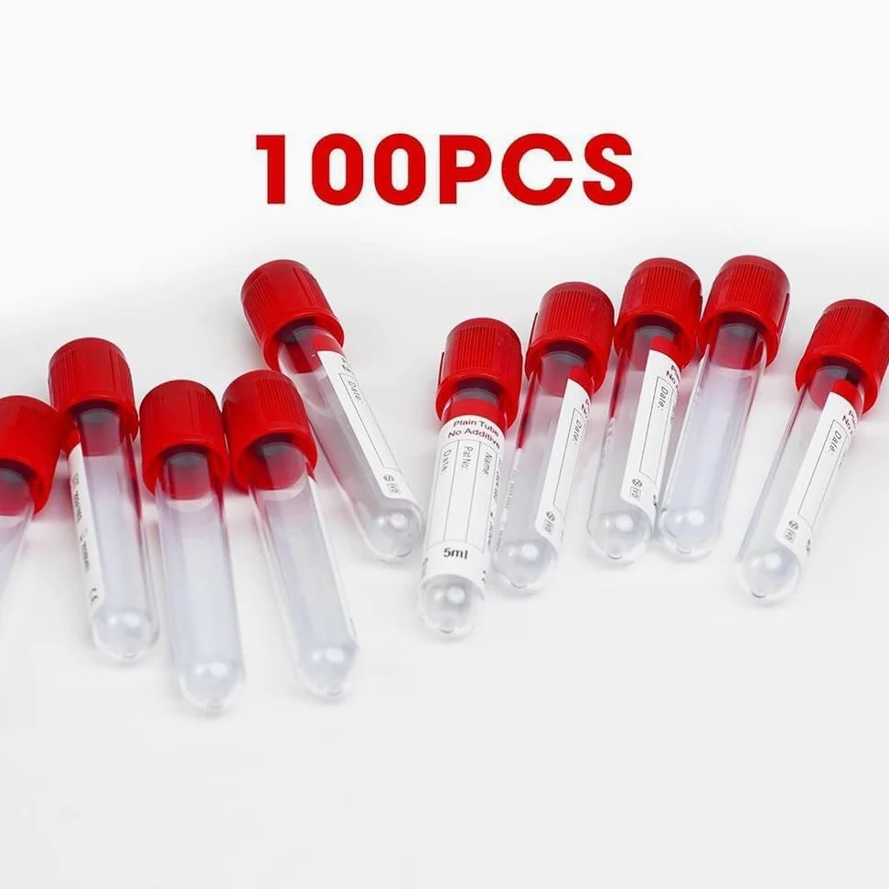 Tubos de extracción de sangre al vacío, plástico desechable, sin aditivos, para laboratorio y uso clínico