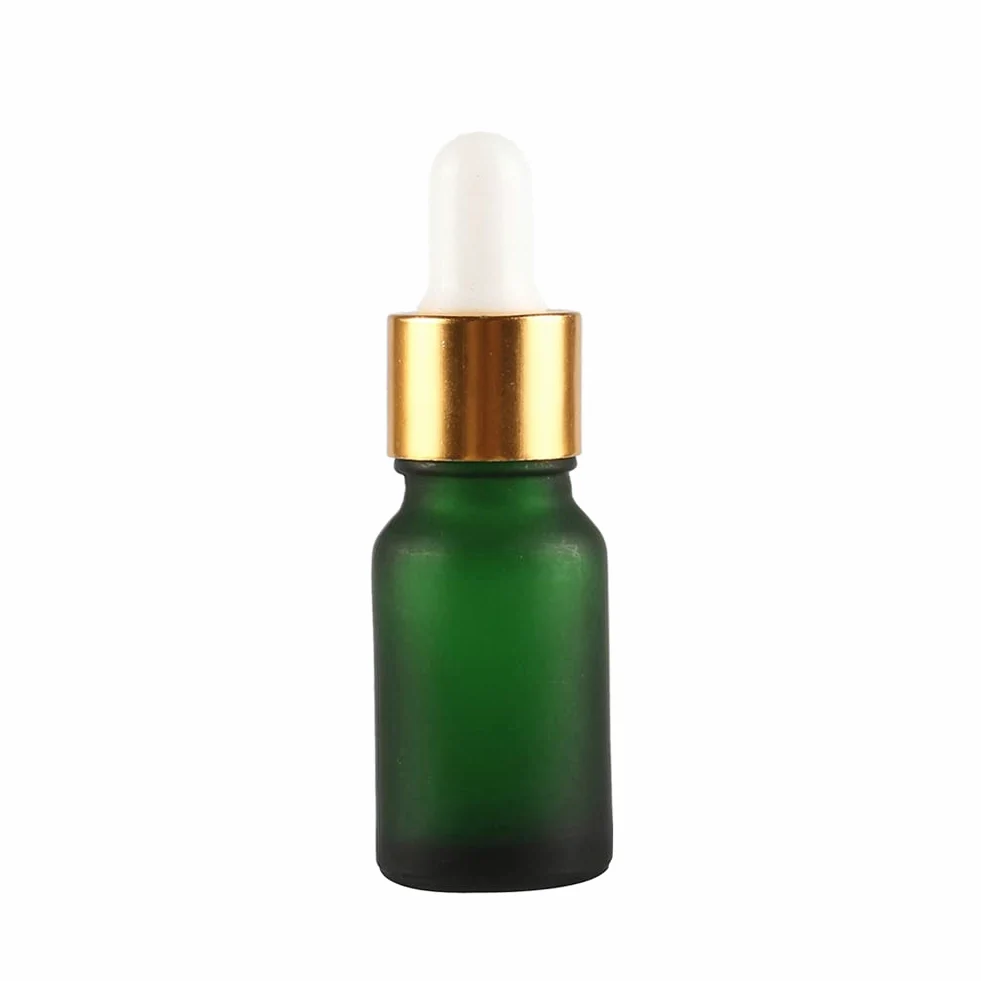 24 Pieza 10ml Verde mate Botellas de Cristal con Pipeta, 10 ml Frasco Cuentagotas Cristal con Tapón de Rosca Oro, Botella de Vidrio con Cuentagotas para Aceite Esencial Aromaterapia