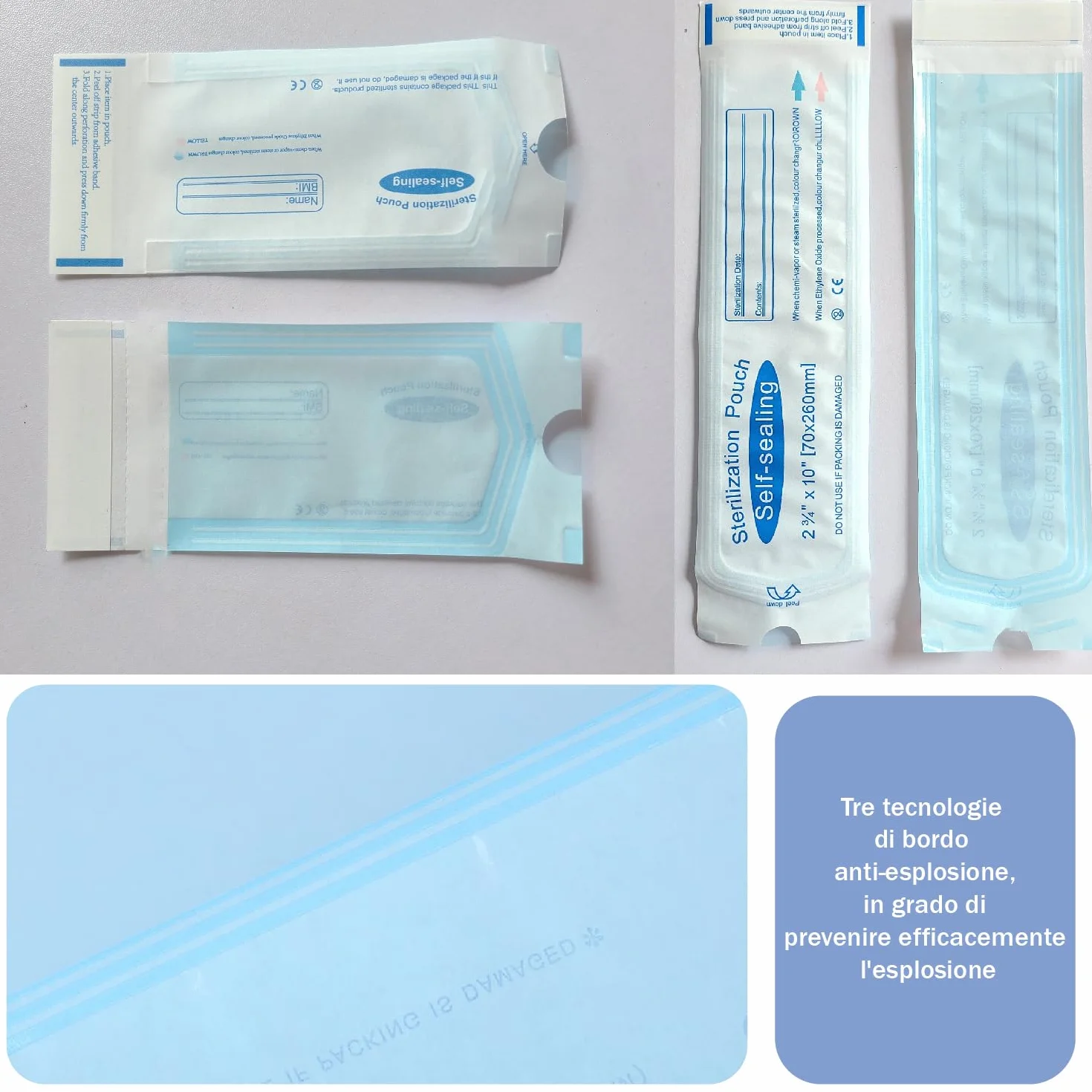 Bolsas de Esterilización Autosellantes PVC, 150 Unidades para Autoclave
