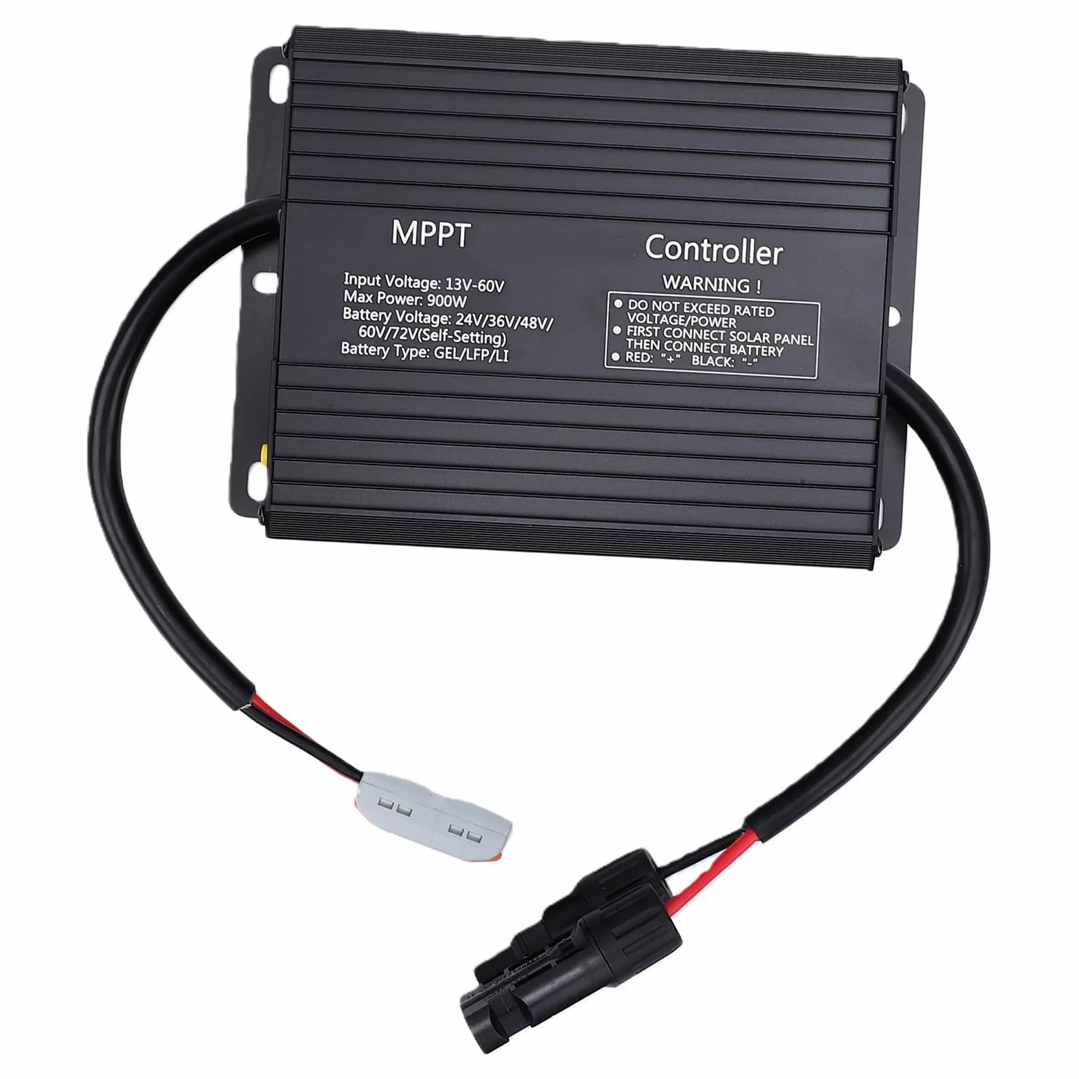 LiebeWH Controlador de Carga Solar MPPT, Controlador de Cargador Solar de 60 A con Amplio Rango de Voltaje MPPT, 900 W para Sistemas de Almacenamiento Domésticos de Vehículos Recreativos Solares,