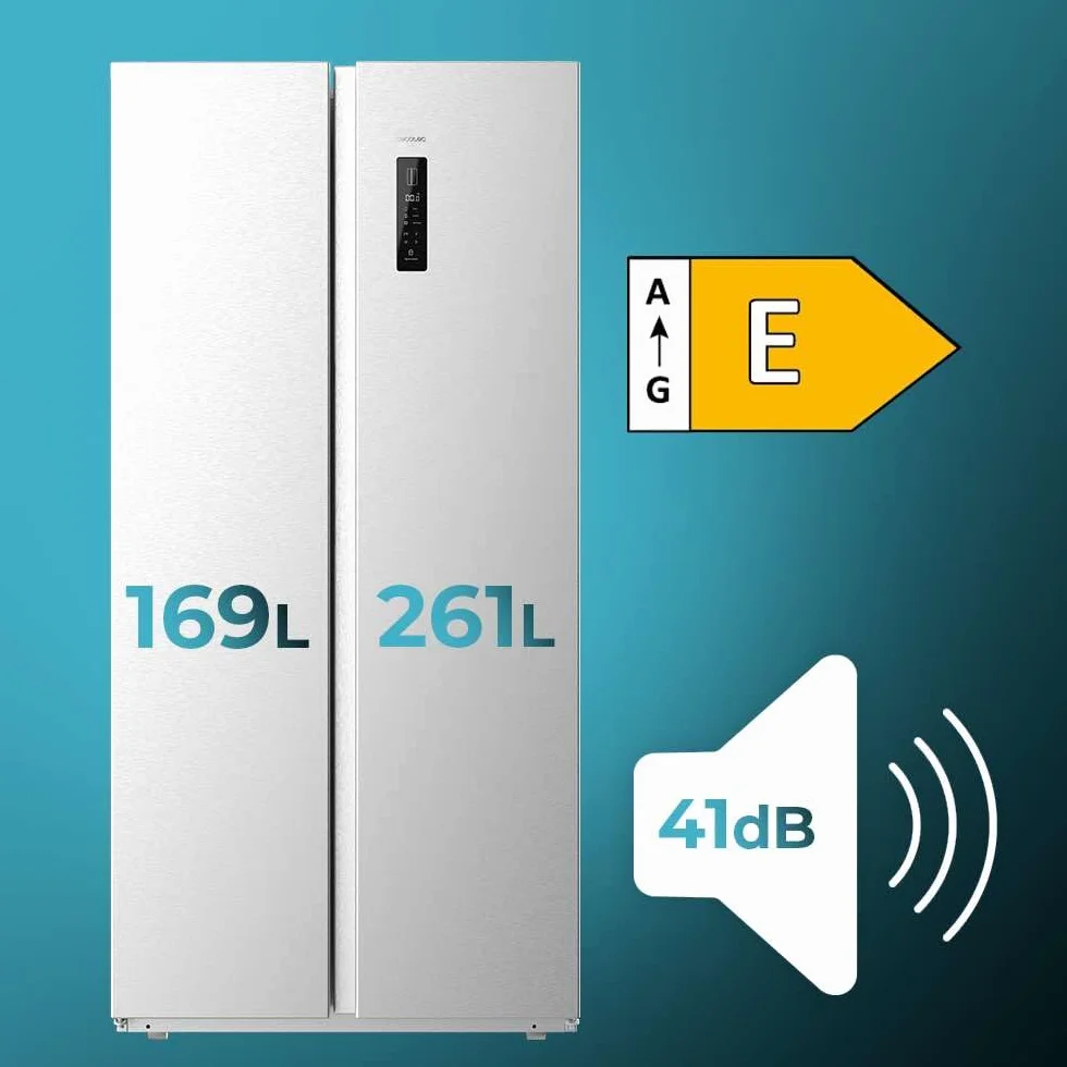 Cecotec Bolero CoolMarket SBS 430 Inox Frigorífico Americano Side by Side 430 L No Frost Motor Inverter Plus
