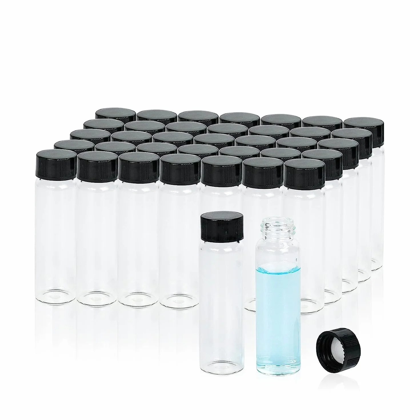 ALWSCI 12mL Botellas de Muestras de Vidrio con Tapón de Rosca PE Liner 19x65mm Viales de Laboratorio