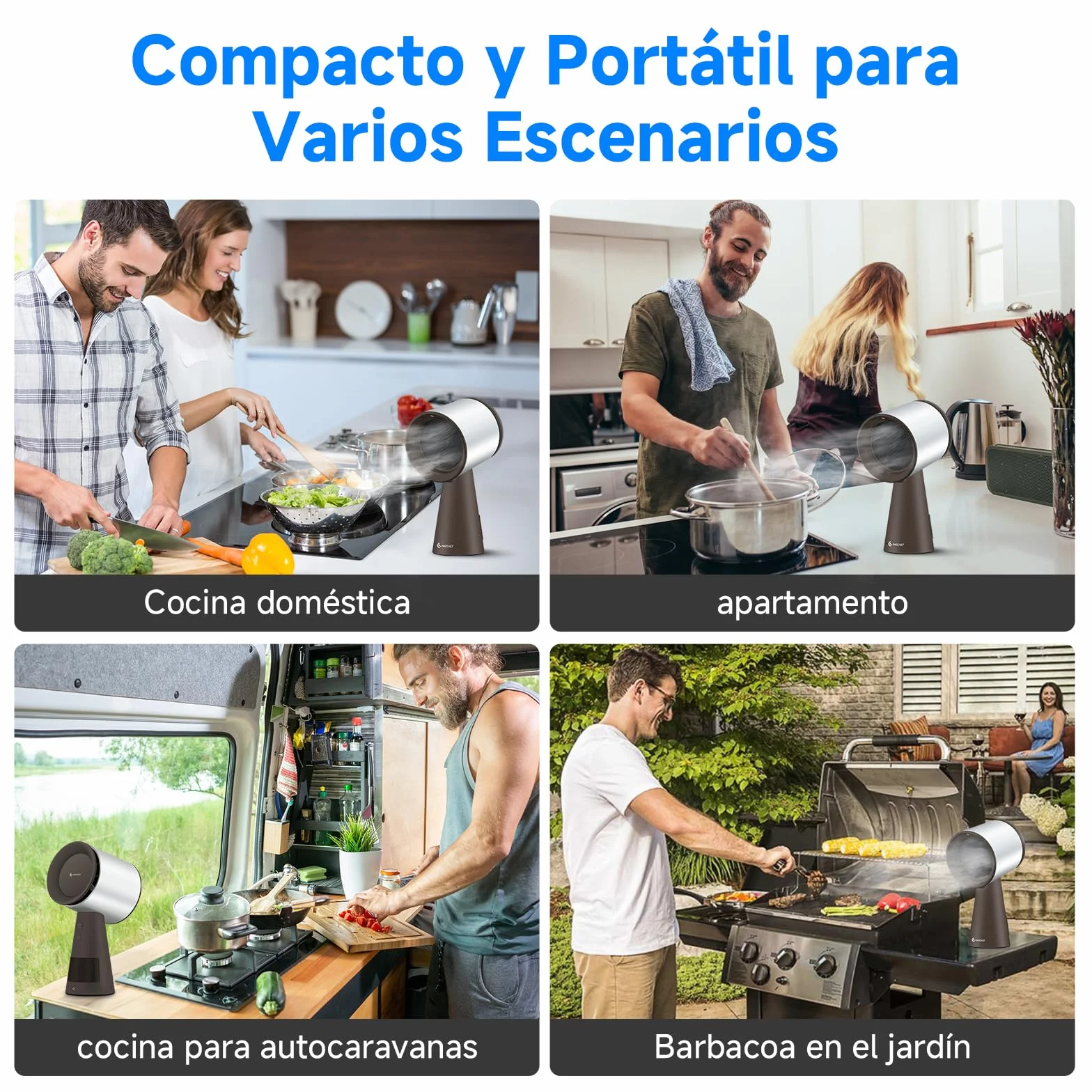 AMZCHEF Campana extractora portátil 120 m³/h 3 velocidades bajo ruido marrón