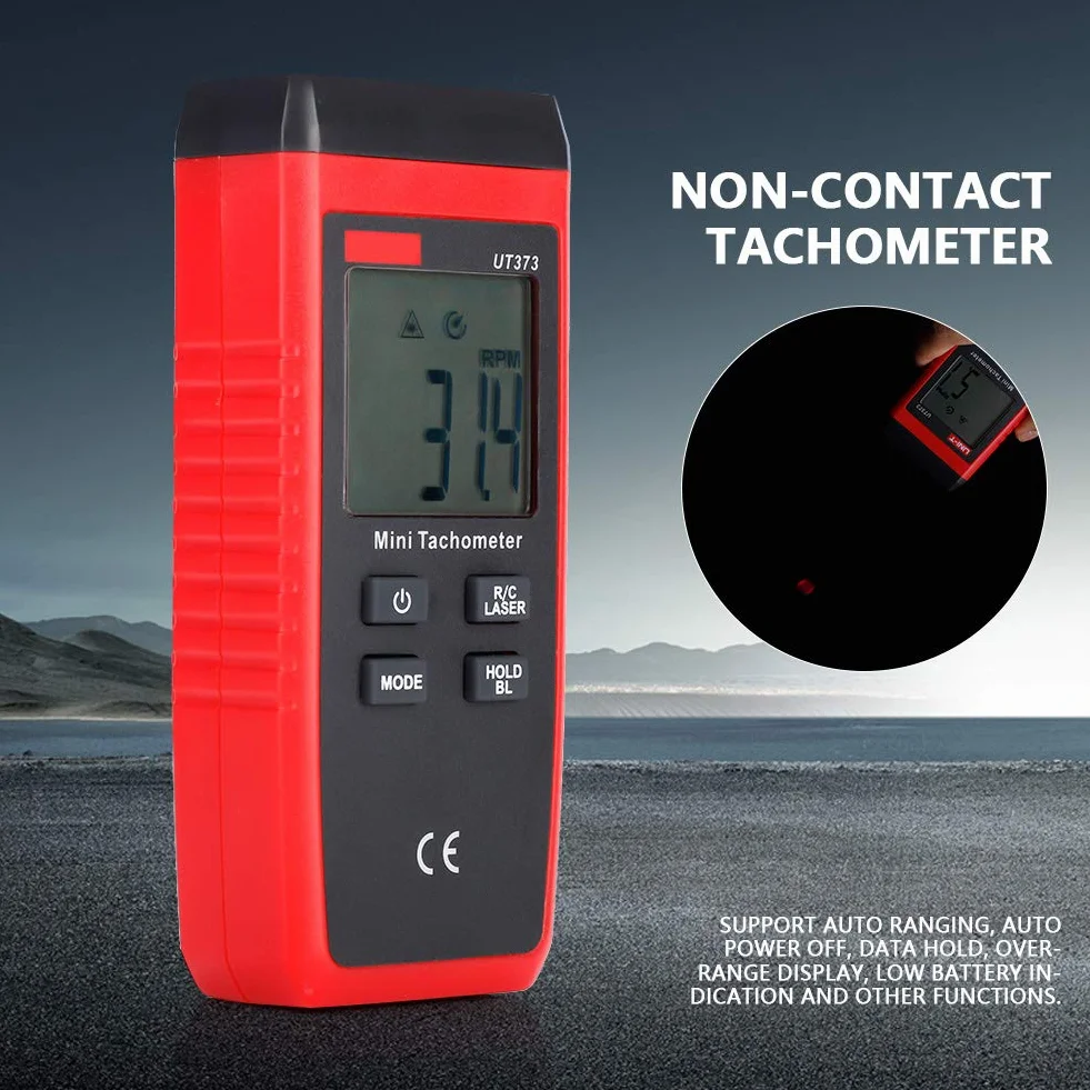 Tacómetro Digital sin Contactos UT373 Láser con Pantalla LCD, Medidor de RPM Portátil para Motores