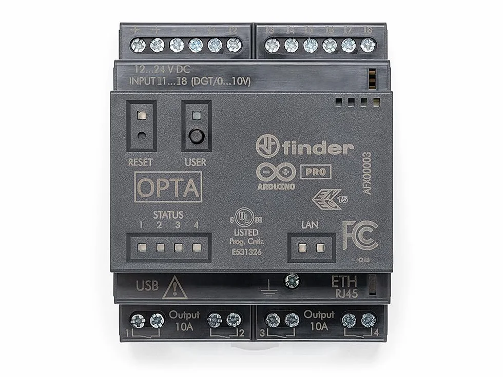 Arduino Opta Lite [AFX00003]: controlador compacto para IoT industrial con E/S digitales, entradas analógicas, compatibilidad con Modbus y Edge Computing para sistemas de automatización y control