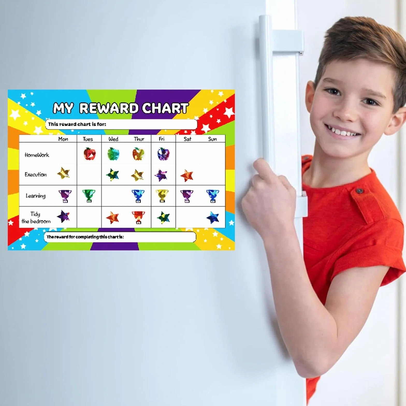 Tabla de Recompensas para Niños con Pegatinas, Sistema de Recompensas y Rutinas, Premiar Buenos Hábitos