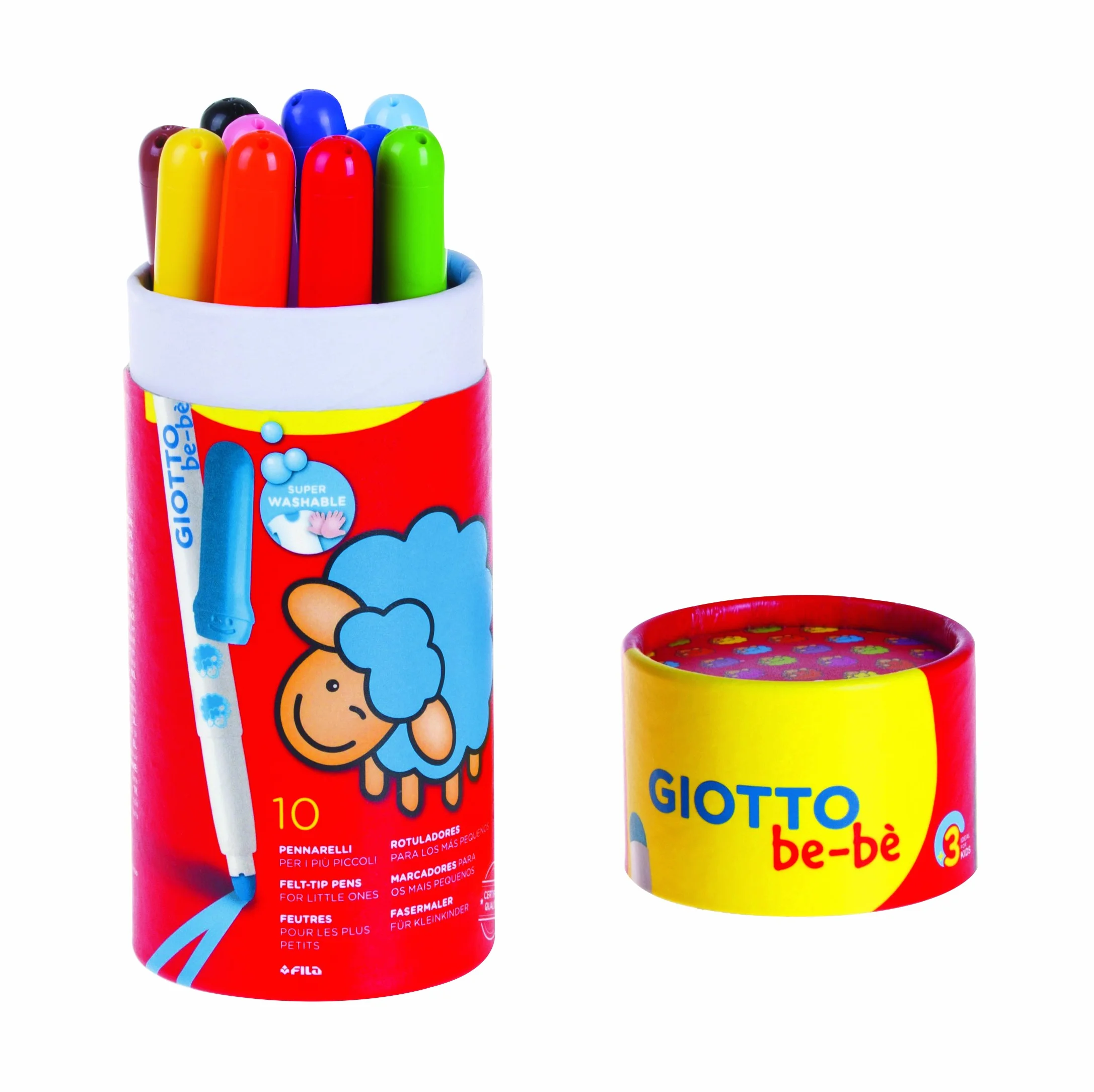 GIOTTO be-bè Súper Rotuladores Punta Fibra Lavables Punta Gigante 5mm 10 unidades