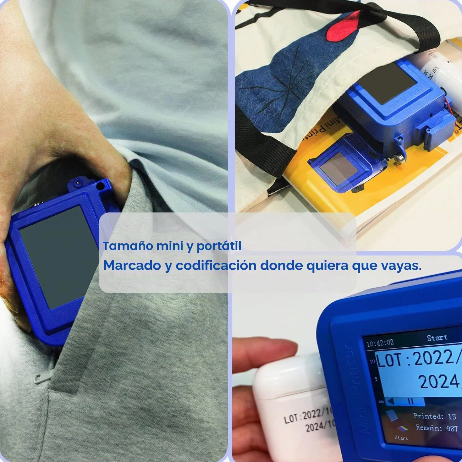 Phezer Mini impresora de inyección de tinta mejorada PC11 Plus, 25 idiomas, cartucho de secado rápido, dispositivo portátil de marcado para fecha