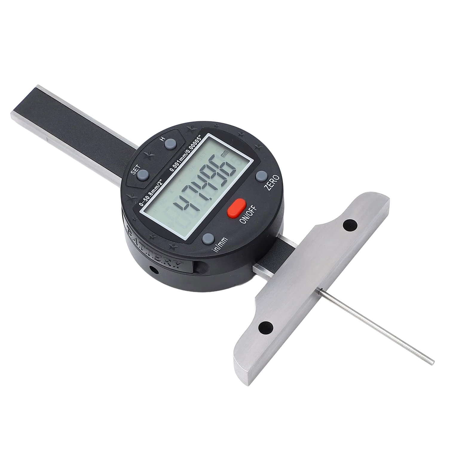 KIMISS Micrómetro Digital de Calibre de Profundidad de 0 a 50,8 Mm para Mediciones Precisas, Herramienta de Medición Electrónica de Alta Precisión con Puerto USB
