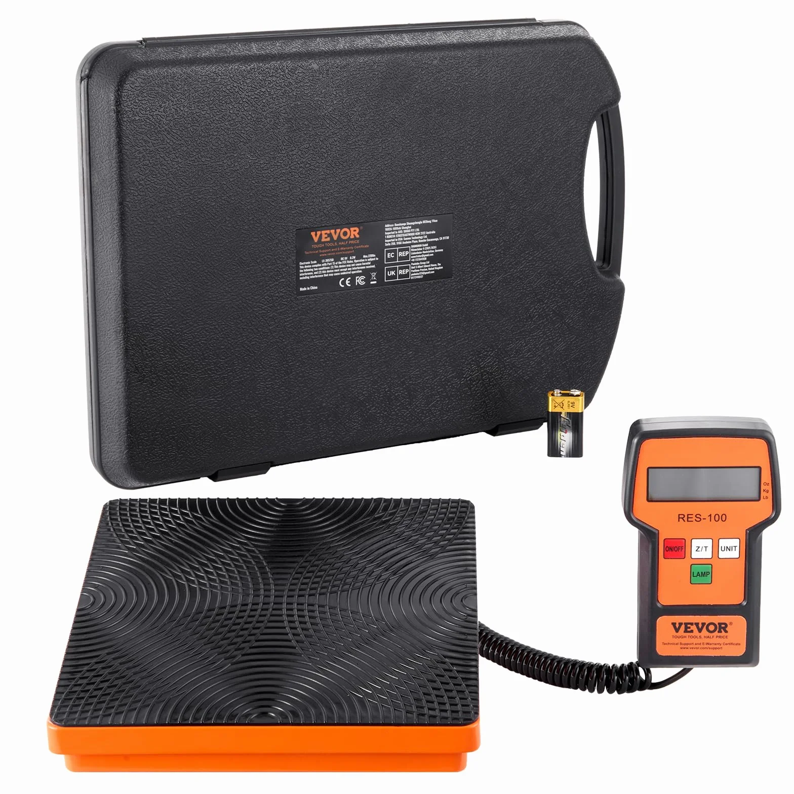 VEVOR Báscula de Refrigerante HVAC 50 kg Carga Freón Control Remoto Alta Precisión 2 g Estuche