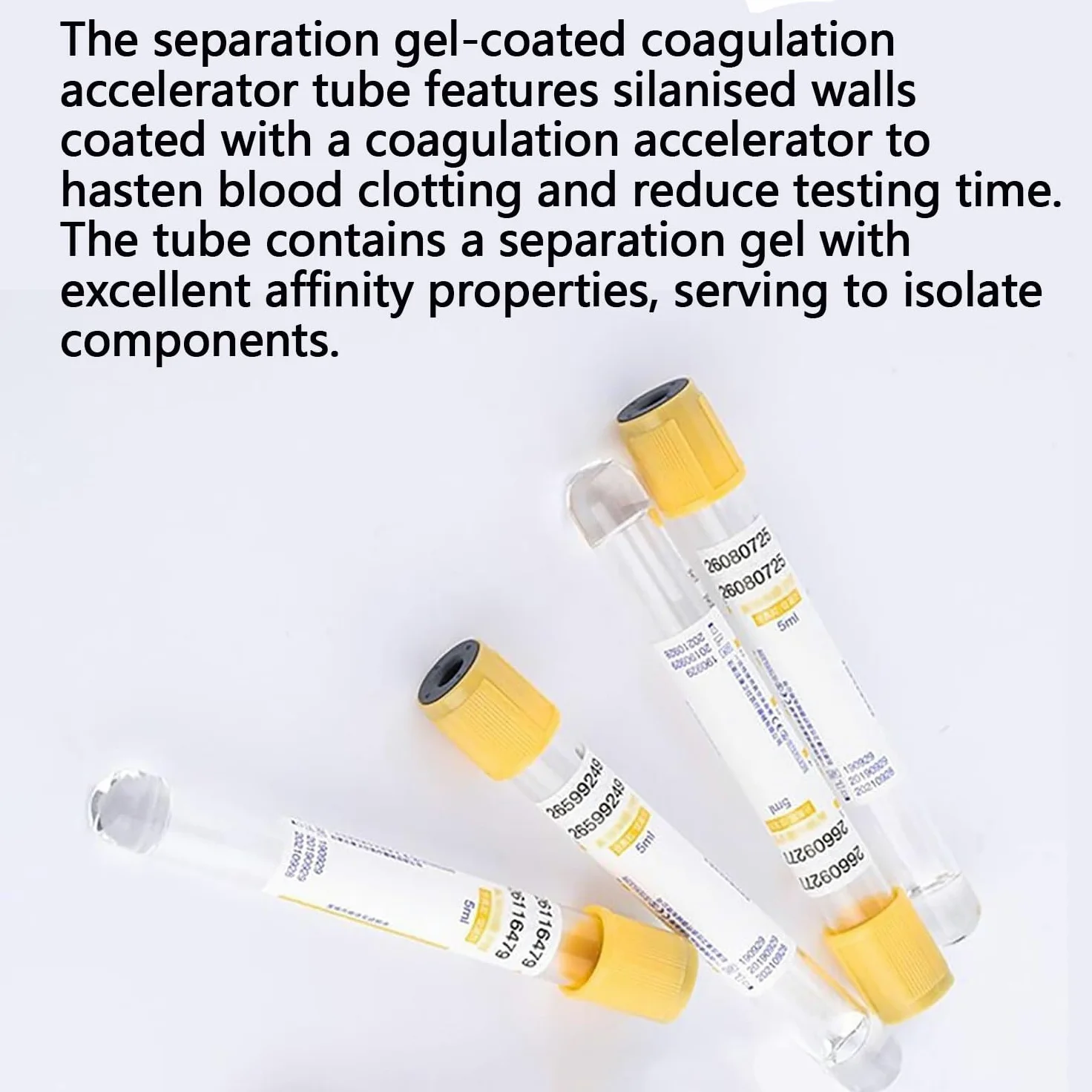 Tubos de recogida de sangre, 100 piezas de plástico PET al vacío con gel y activador de coágulos para separación de suero y preparación de PRP