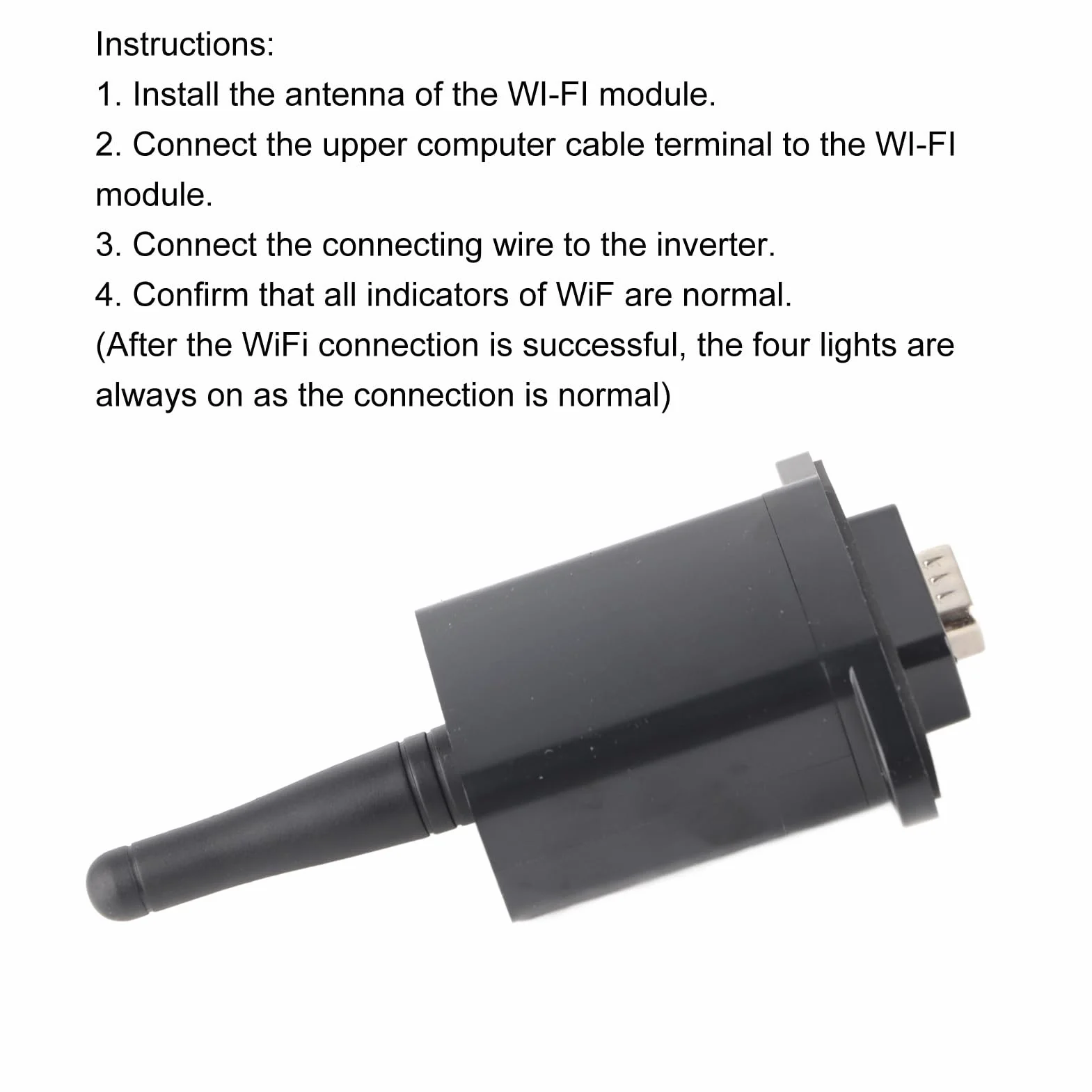 Módulo WiFi para Inversores Solares, Interfaz de Comunicación de Monitoreo Remoto, Material ABS, para Controles Solares Fotovoltaicos
