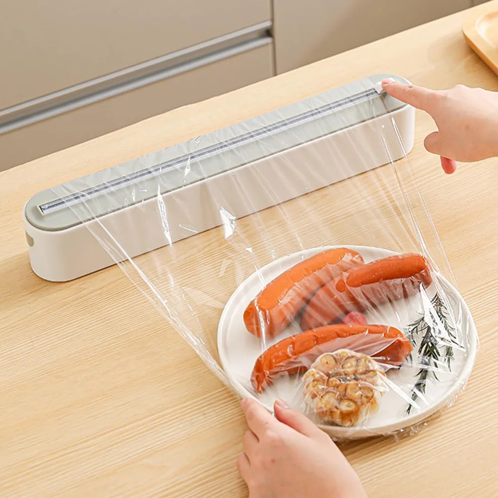 Dispensador Papel Aluminio y Film 2PCS Rellenable Magnético para Cocina con Cortador