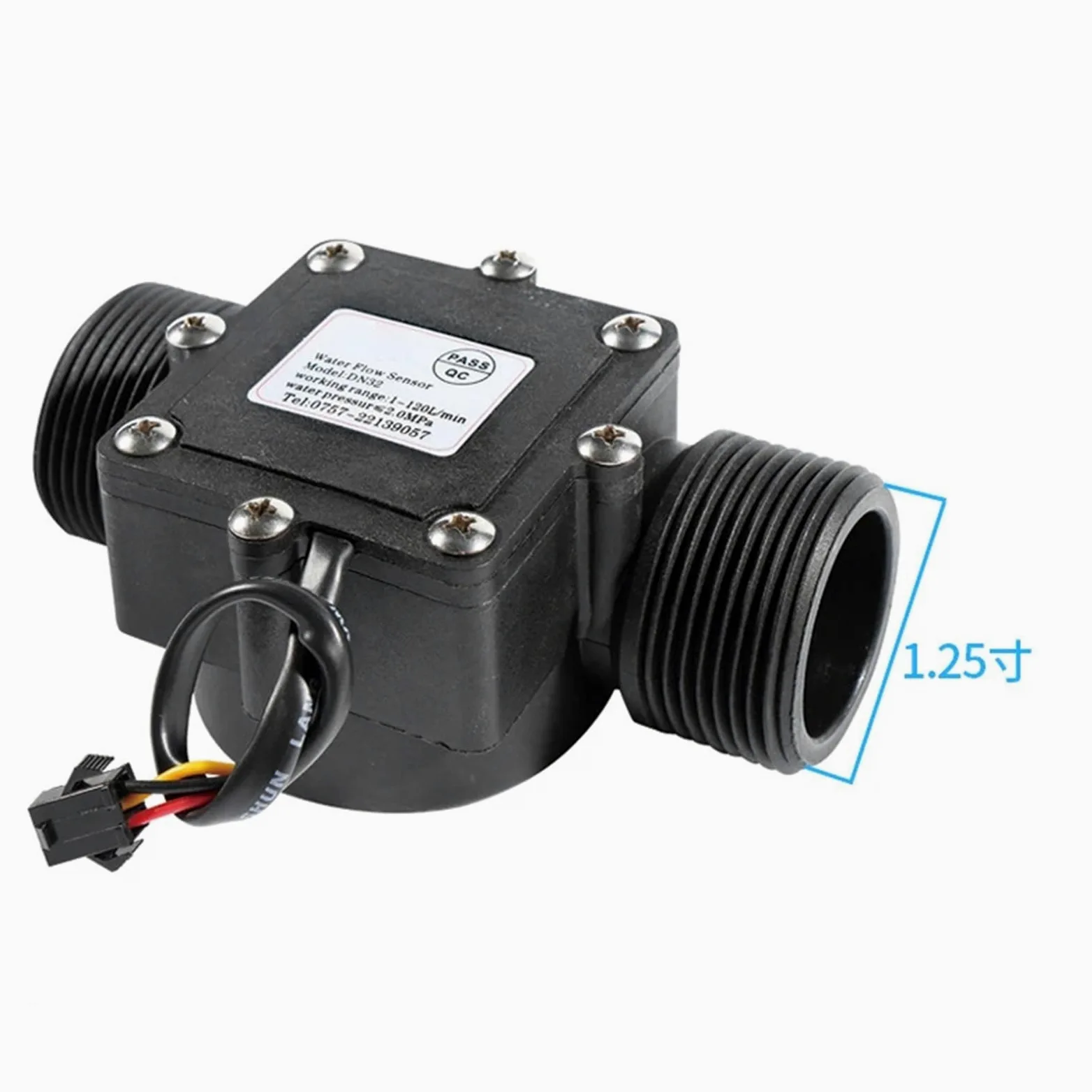 Sensor de flujo de agua de 1/2", 3/4", 1" y 2" CC 5-18 V (1 unidad)(1-1/4")