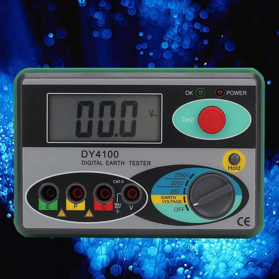 DY4100 - Medidor de Resistencia Terrestre, Medidor de Resistencia AElTierra, LCD, PantalElDigital con Bolsa (dy4100 Digital Display)
