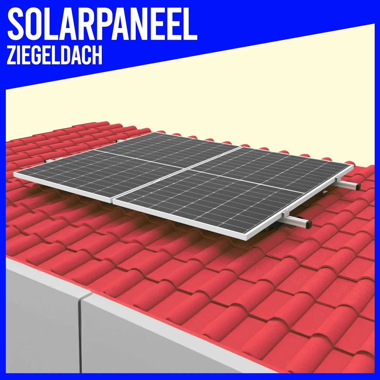 Set de 2 módulos fotovoltaicos, PV, fotovoltaica, soporte de techo, fijación, soporte, soporte, solar, panel solar, panel solar, soporte fotovoltaico, techo de tejas, 35 mm