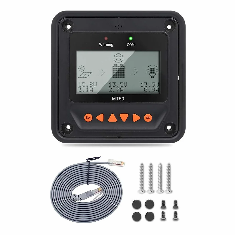 EPEVER MPPT Cargador solar Tracer AN serie 10A/20A/30A/40A con 12V/24V DC Identificación automática voltaje sistema (20A+MT50+RTS+RS485)