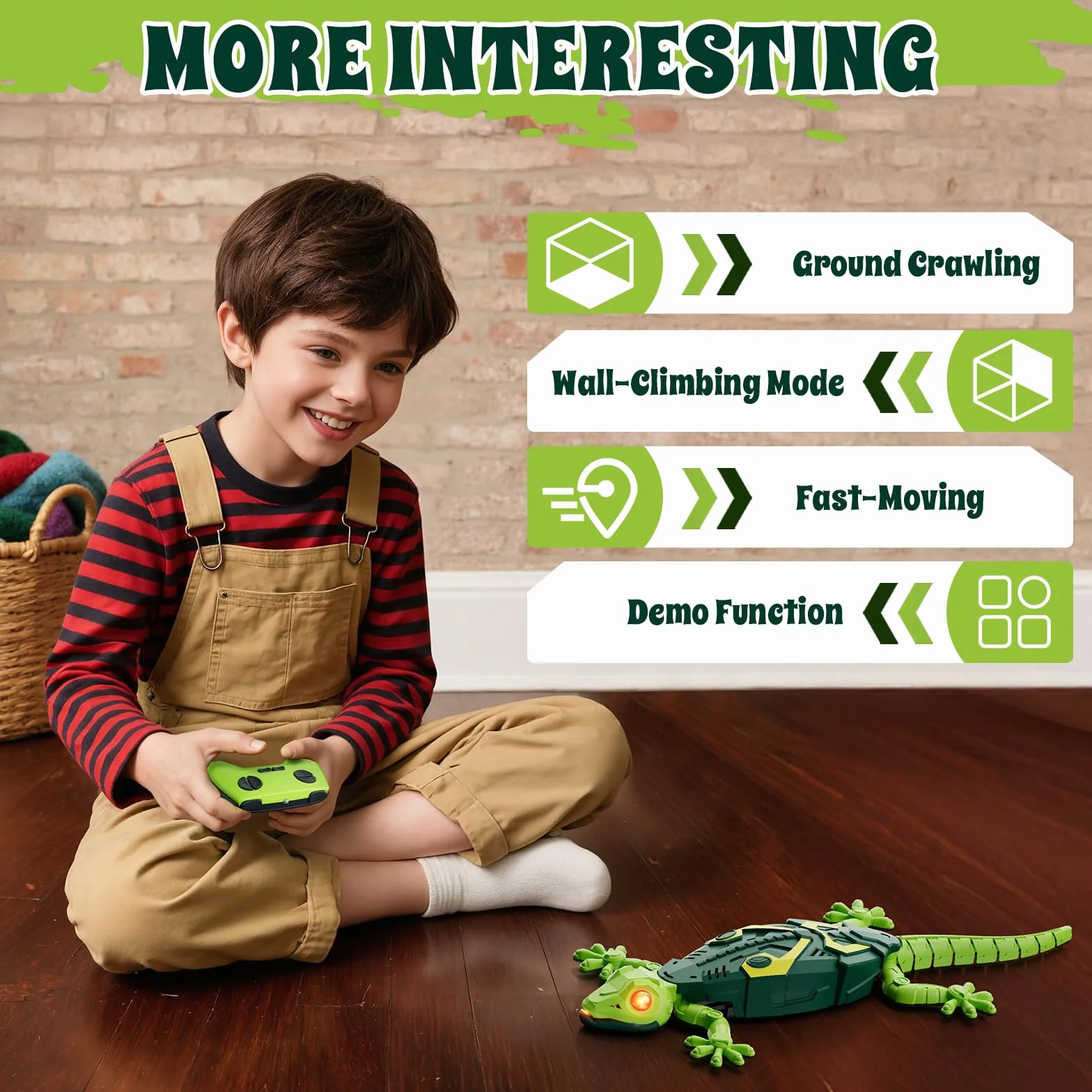 HYES Wall Crawler Gecko, Robot Lagarto Realista con Ojos Luminosos, Juguete Control Remoto para Niños 3-8 Años
