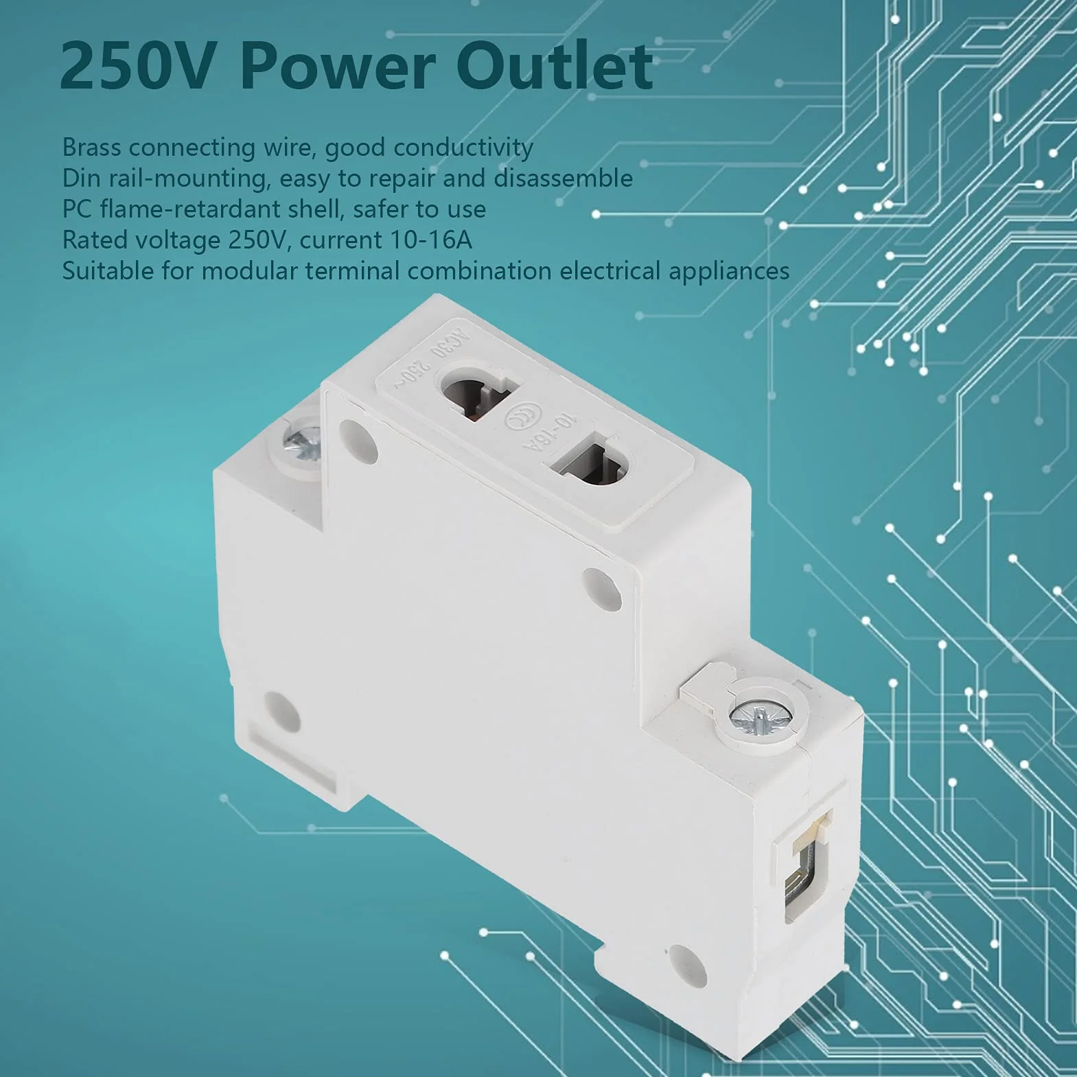 Eujgoov 12Pcs AC30-102 Receptáculo de salida de CA monofásico montado en riel Din 2pin Salida modular para enchufes 250V