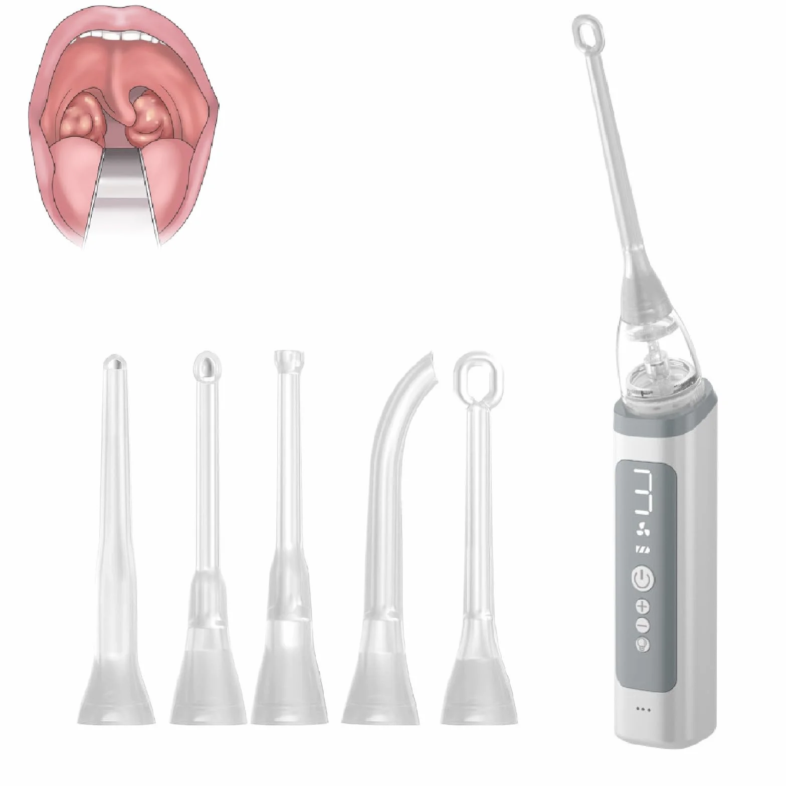 Kit portátil para eliminar cálculos amigdalinos, aspirador electrónico con 3 modos de succión