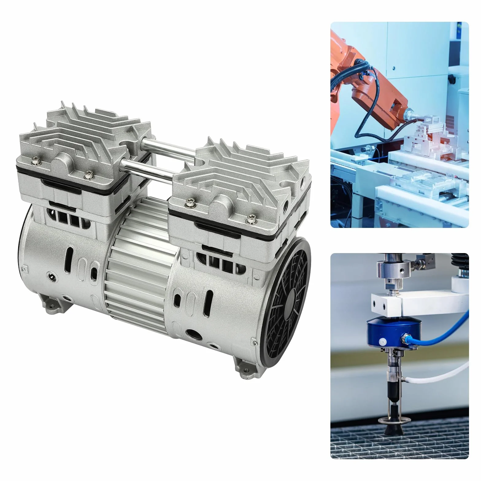 Bomba de vacío sin aceite, 800 W, bomba de vacío, sin aceite, bomba de vacío industrial de laboratorio, velocidad 1400 rpm, para experimentos de estanqueidad de gas, aspiración quirúrgica al vacío