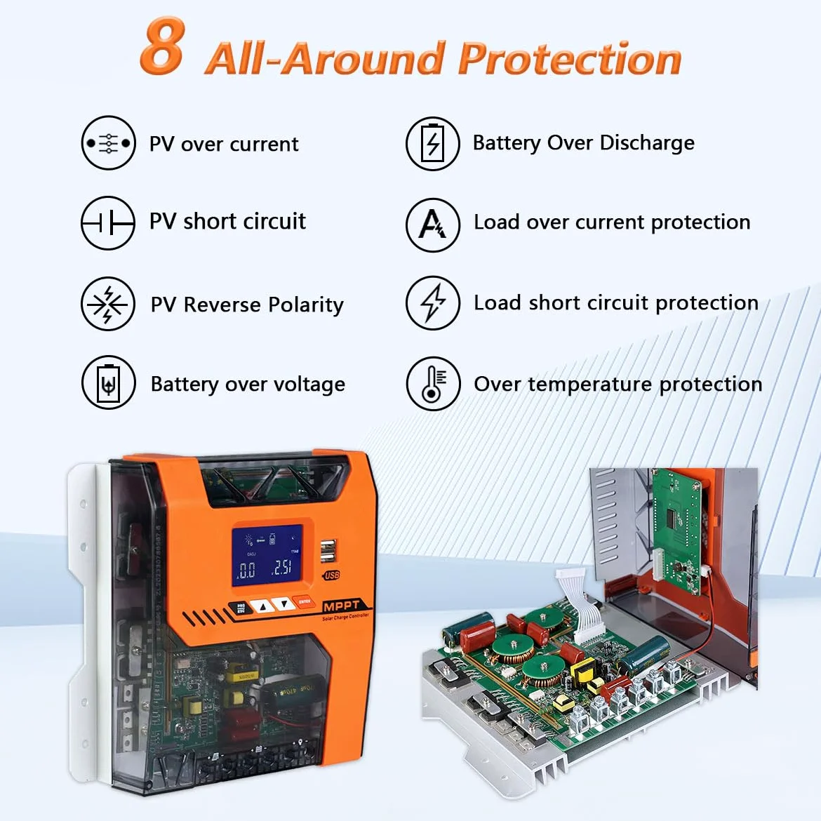 Y&H MPPT - Controlador de cargador solar de 60 A, 12 V, 24 V, 36 V, 48 V, regulador de panel solar, entrada máxima fotovoltaica de 150 V CC, funciona con AGM, gel, inundado y litio