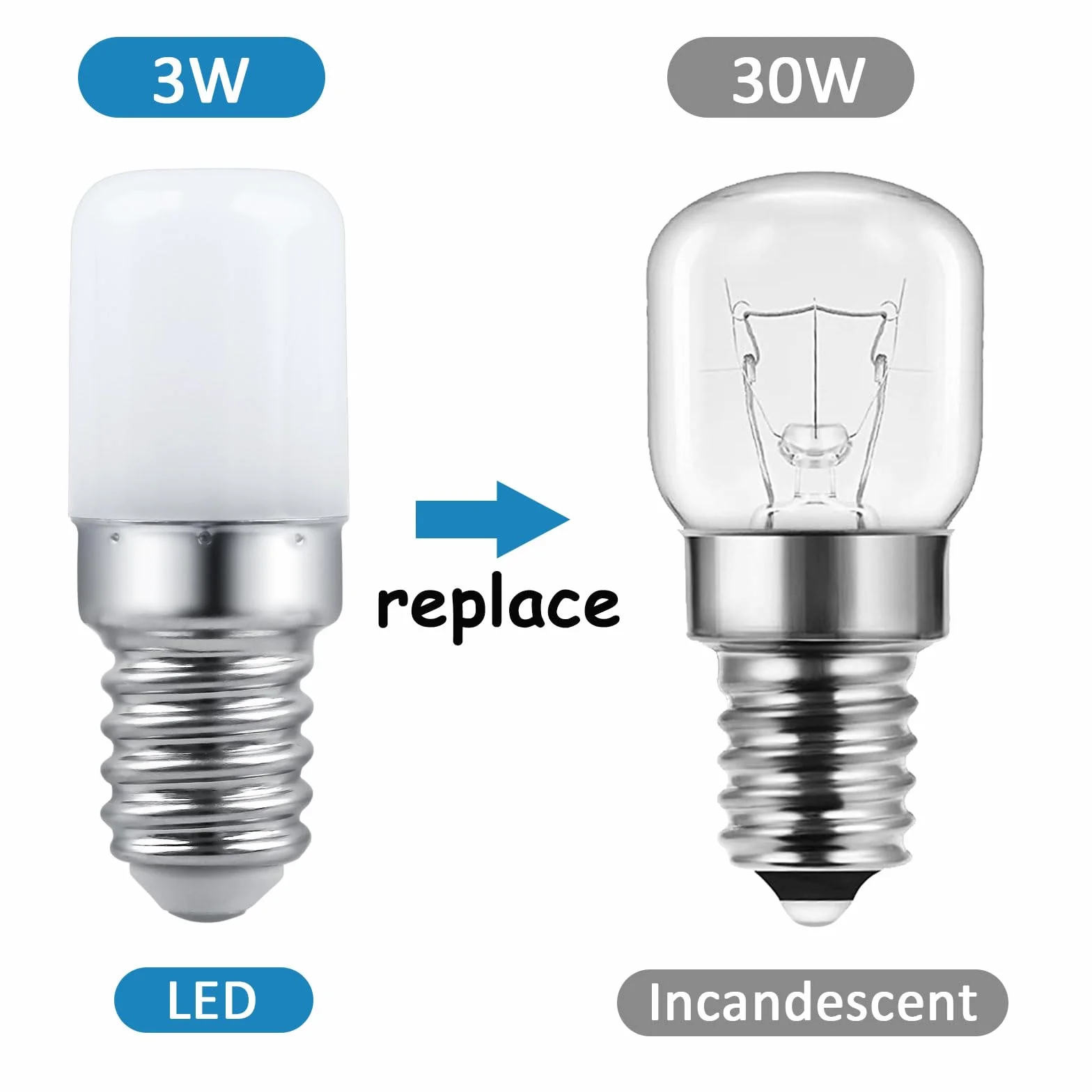 Bombilla LED E14 Frigo T18 3W 230V 300LM Blanco Neutra 4000K Paquete de 2
