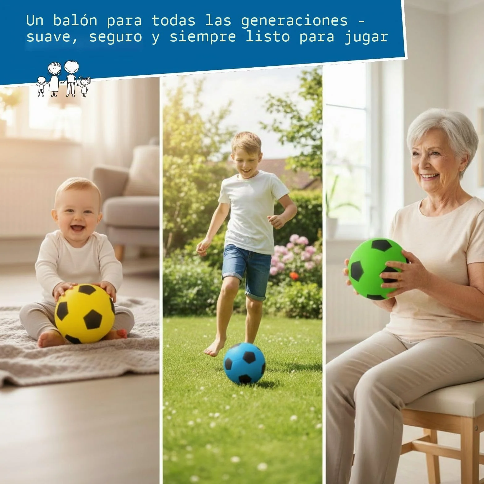 alldoro 63103 Balón de Espuma 20 cm Amarillo Fútbol para Niños 18 Meses