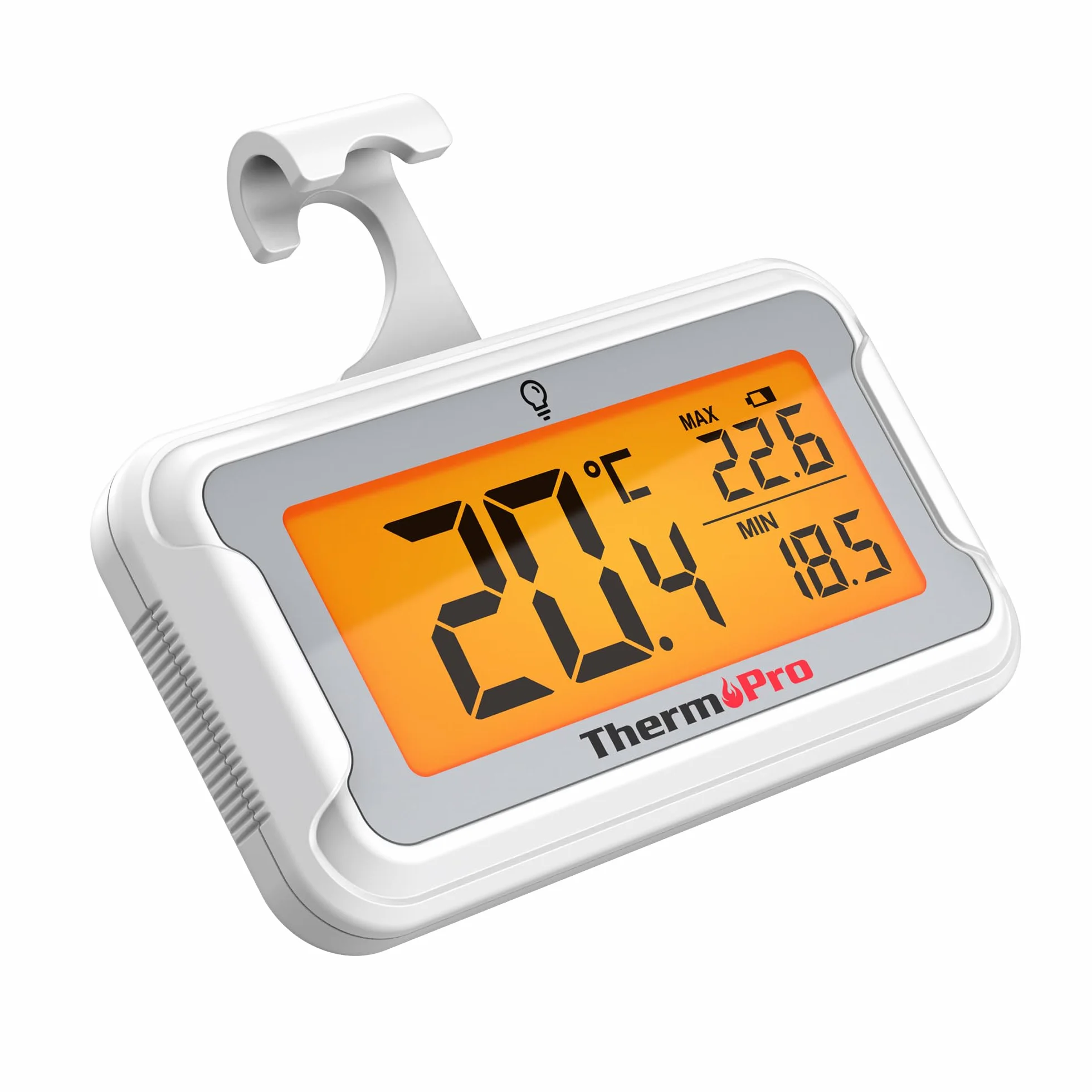 ThermoPro TP110 Termómetro Frigorífico Digital, Nevera y Congelador con Pantalla LCD, Registro MAX/MIN 24h, IPX6 Impermeable
