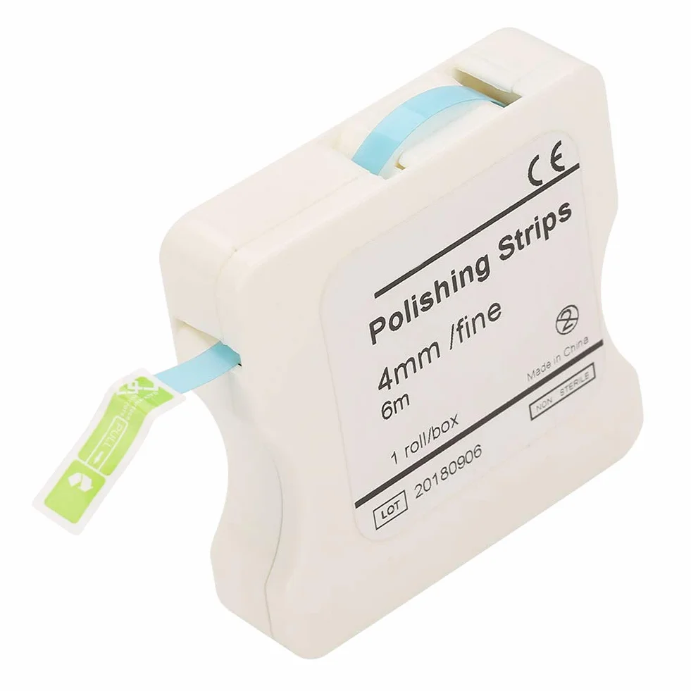 Aramox Tira de pulido dental 1 rollo 4 mm herramienta limpieza bucal para blanquear dientes (azul)