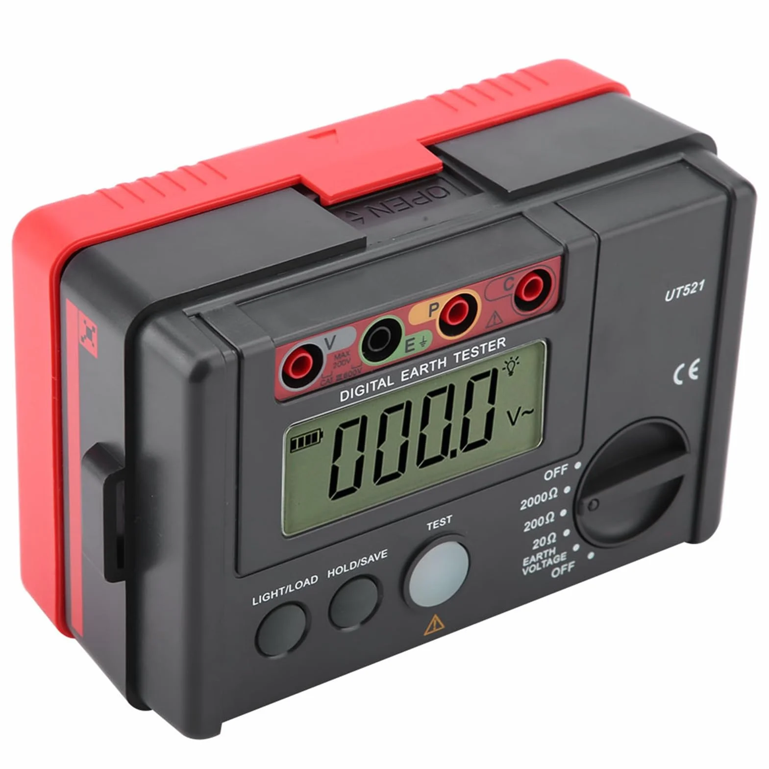Aislador de tierra física UT521 Medidor de tierra digital Medidor de resistencia de tierra física Equipo Ohmiómetro con estuche de almacenamiento, 50Hz / 60Hz