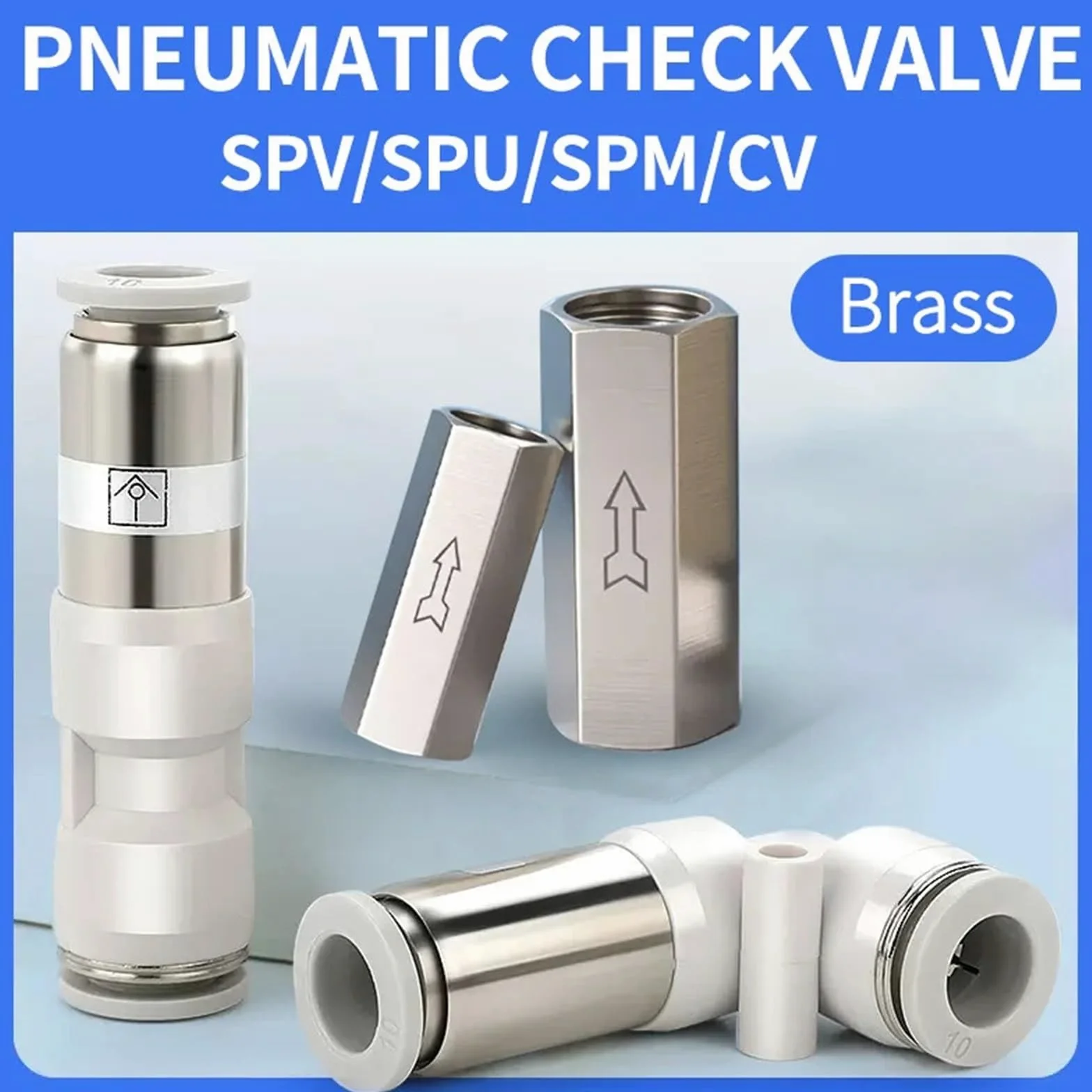 10 válvulas de retención de Aire neumáticas, válvula antirretorno, Manguera, tubería de Gas, Conector rápido de 4, 6, 8, 10 y 12 mm, mamparo Recto.(Spu-4)